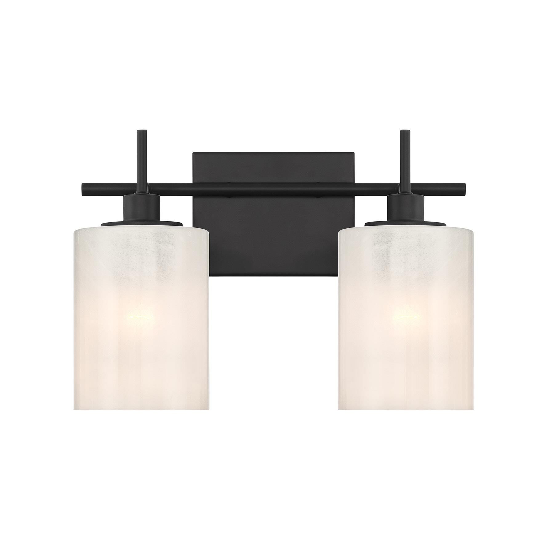 Shown in Matte Black finish and White Strie glass and Glass shade