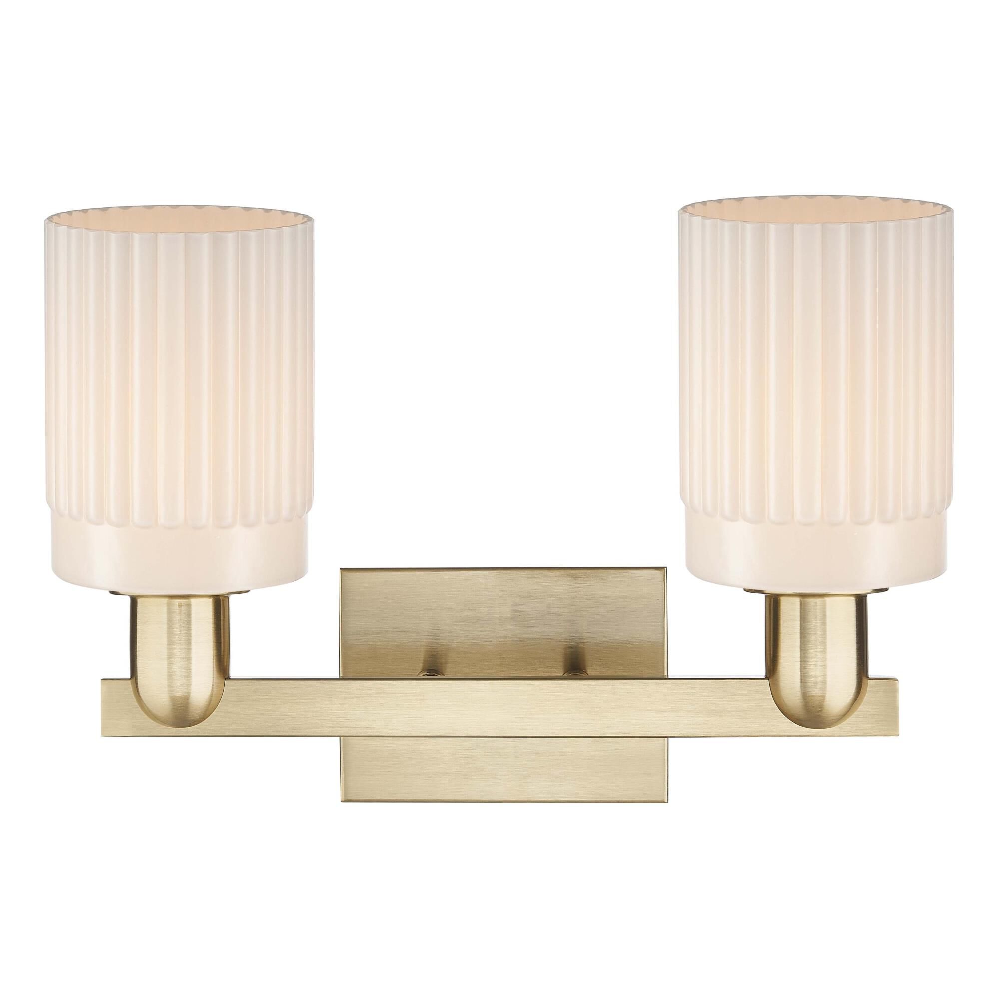 Shown in Champagne Bronze finish and Matte White glass