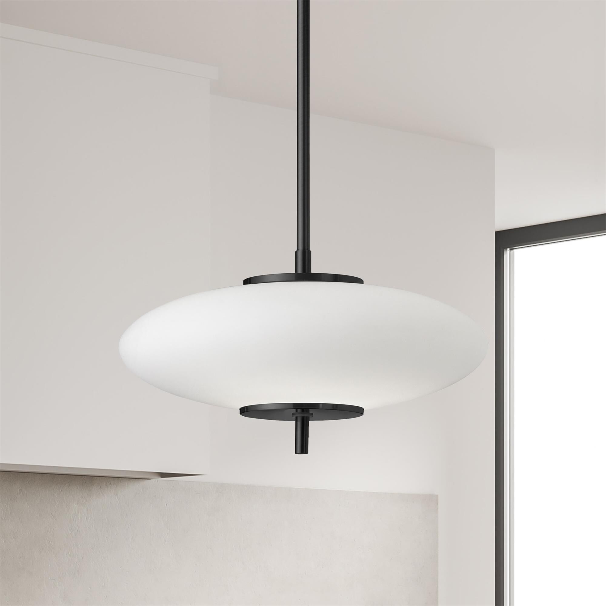 Shown in Matte Black and White finish and White Oval glass