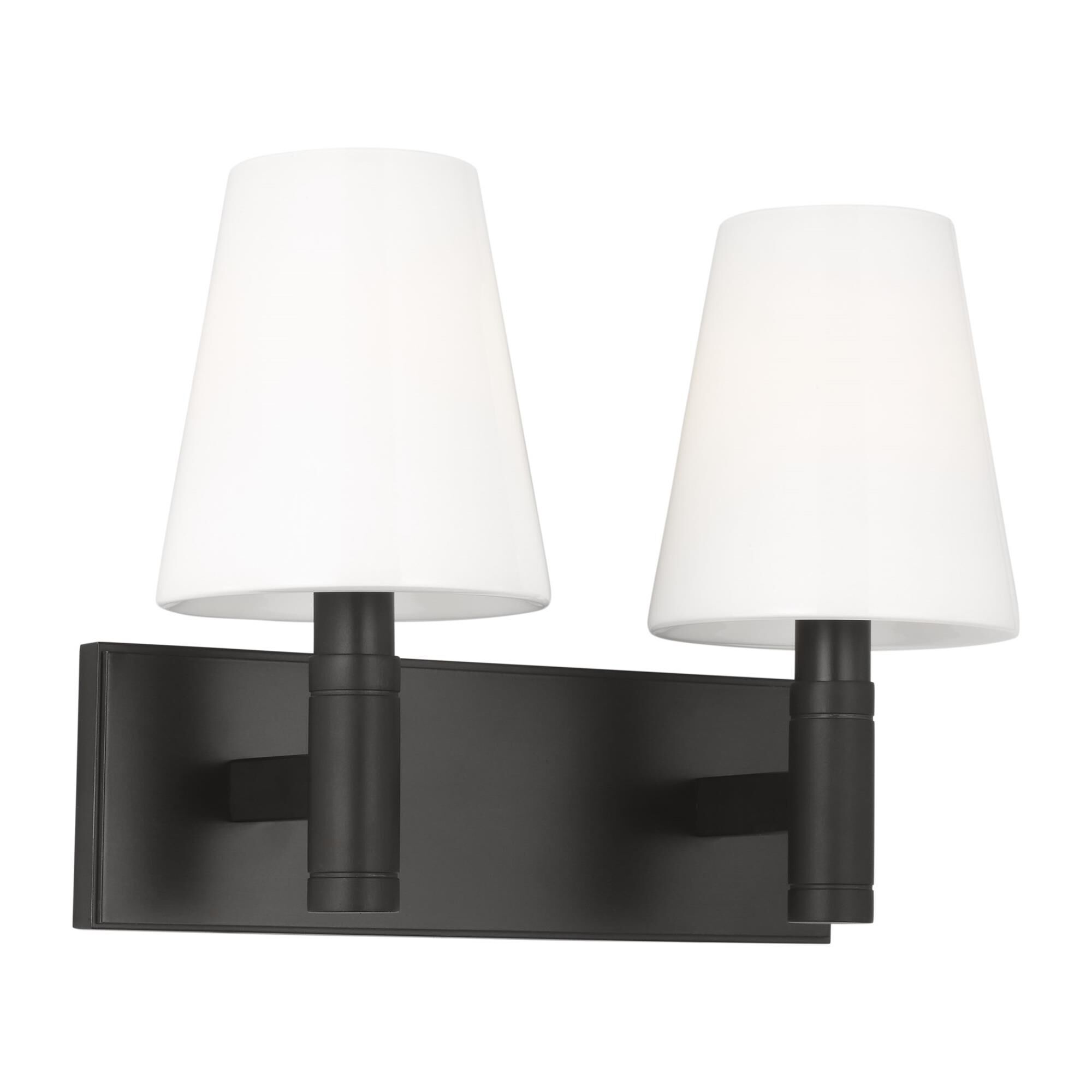 Shown in Aged Iron finish and Milk glass