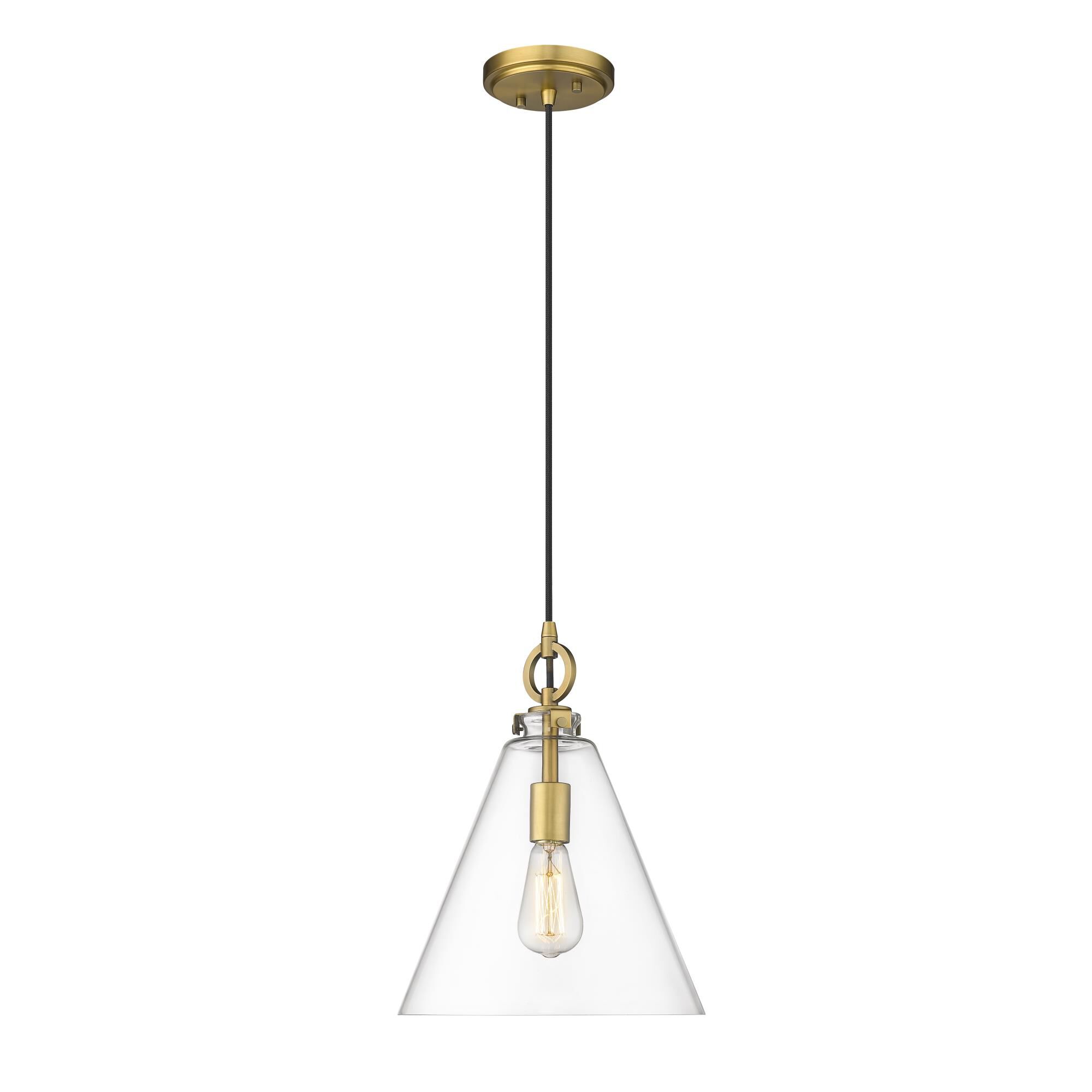 Shown in Rubbed Brass finish and Glass shade