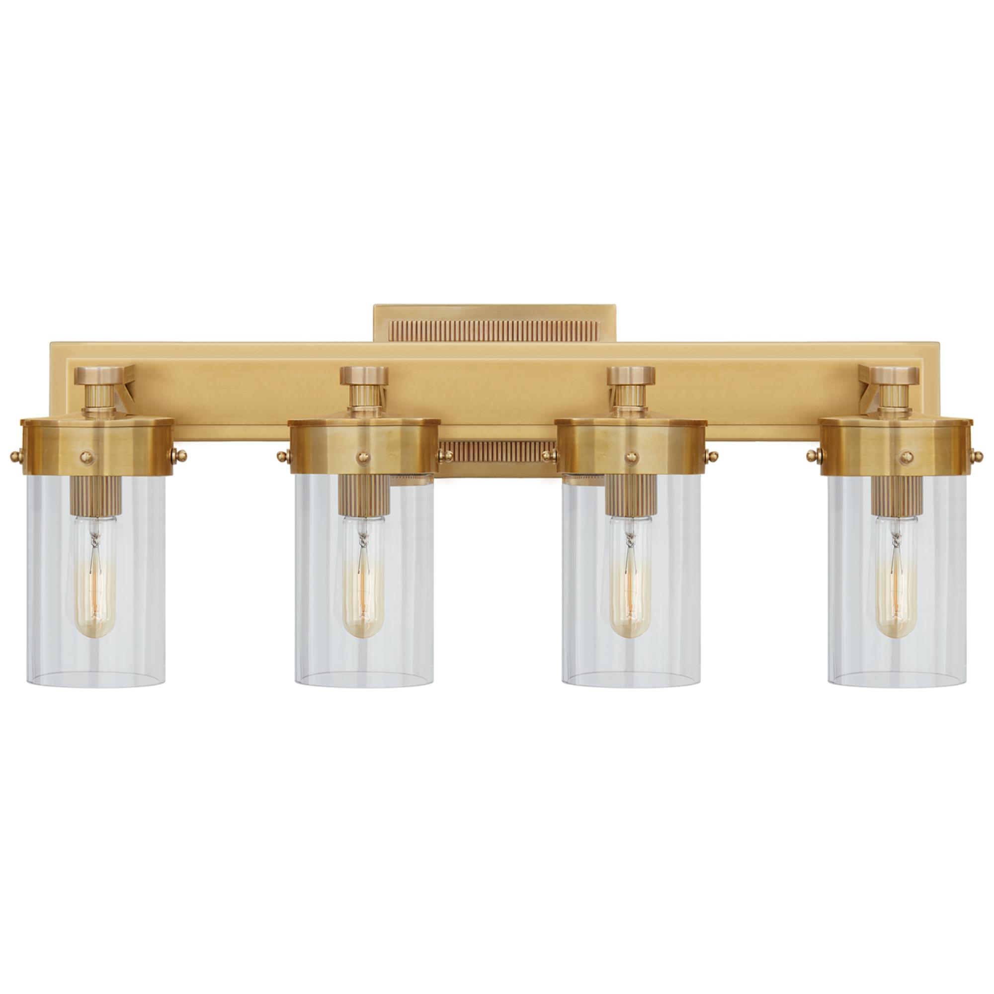 Shown in Hand-Rubbed Antique Brass finish and Clear glass
