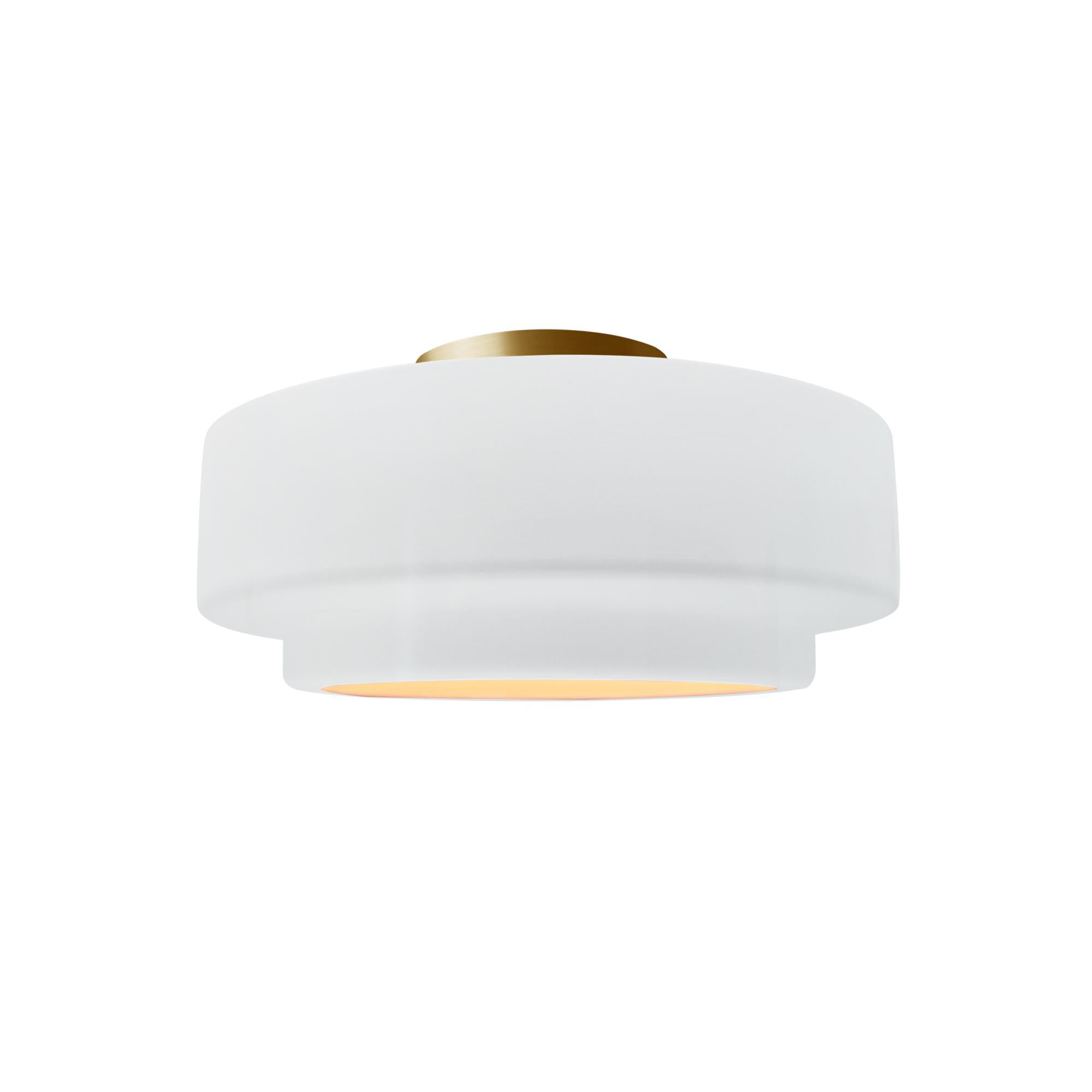 Shown in Brushed Brass finish and Gloss White Inside and Out shade