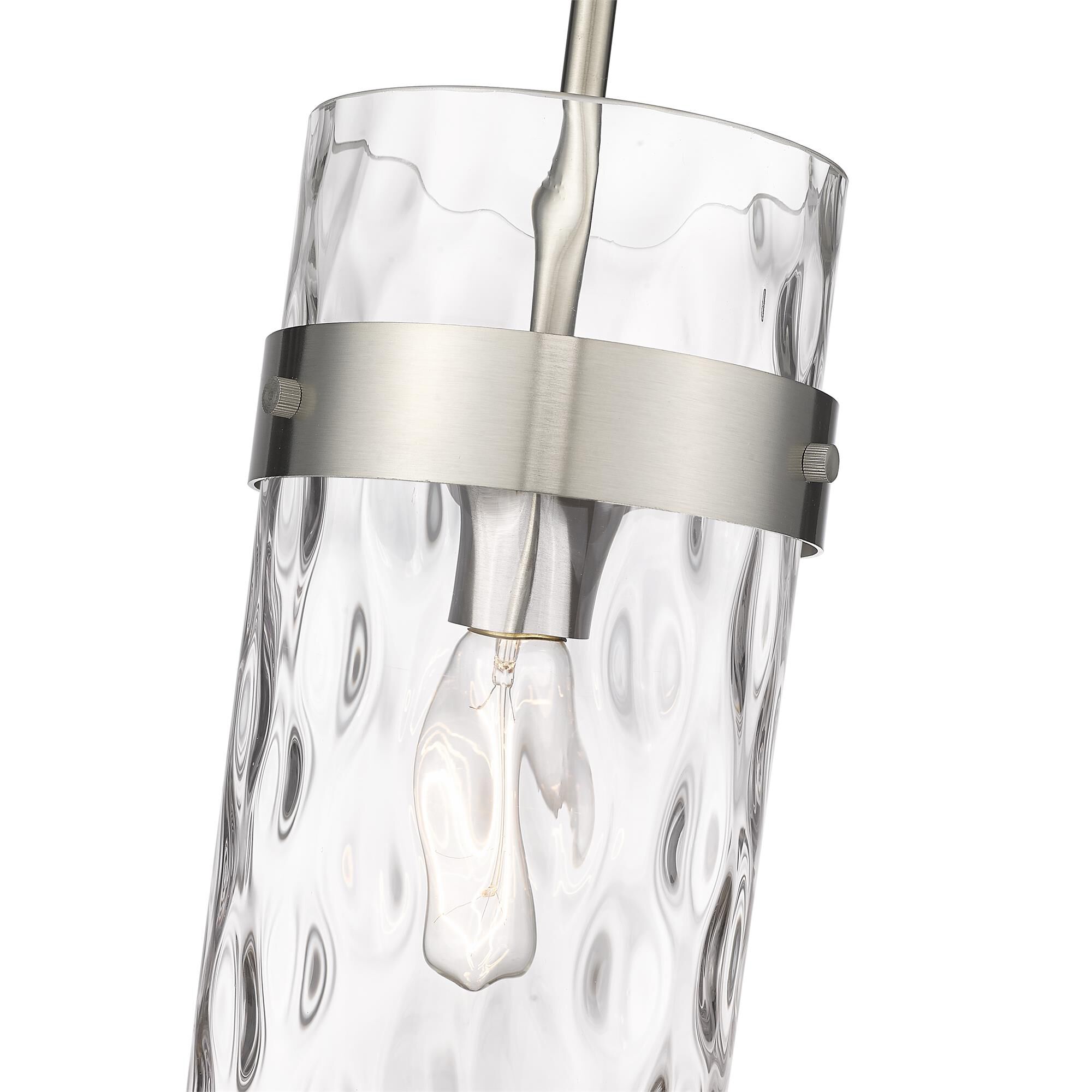 Shown in Brushed Nickel finish and Glass shade