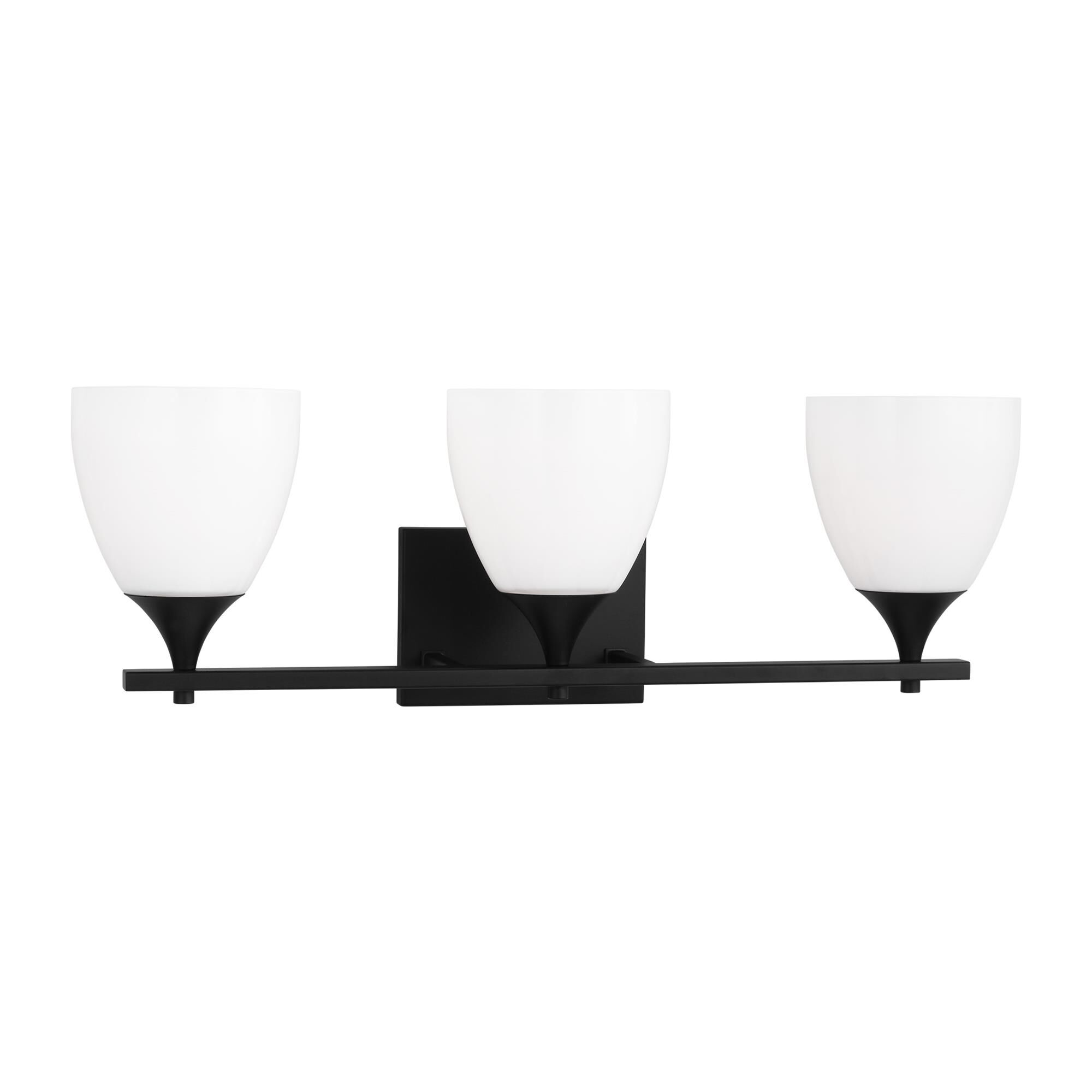Shown in Midnight Black finish and Milk Glass s shade