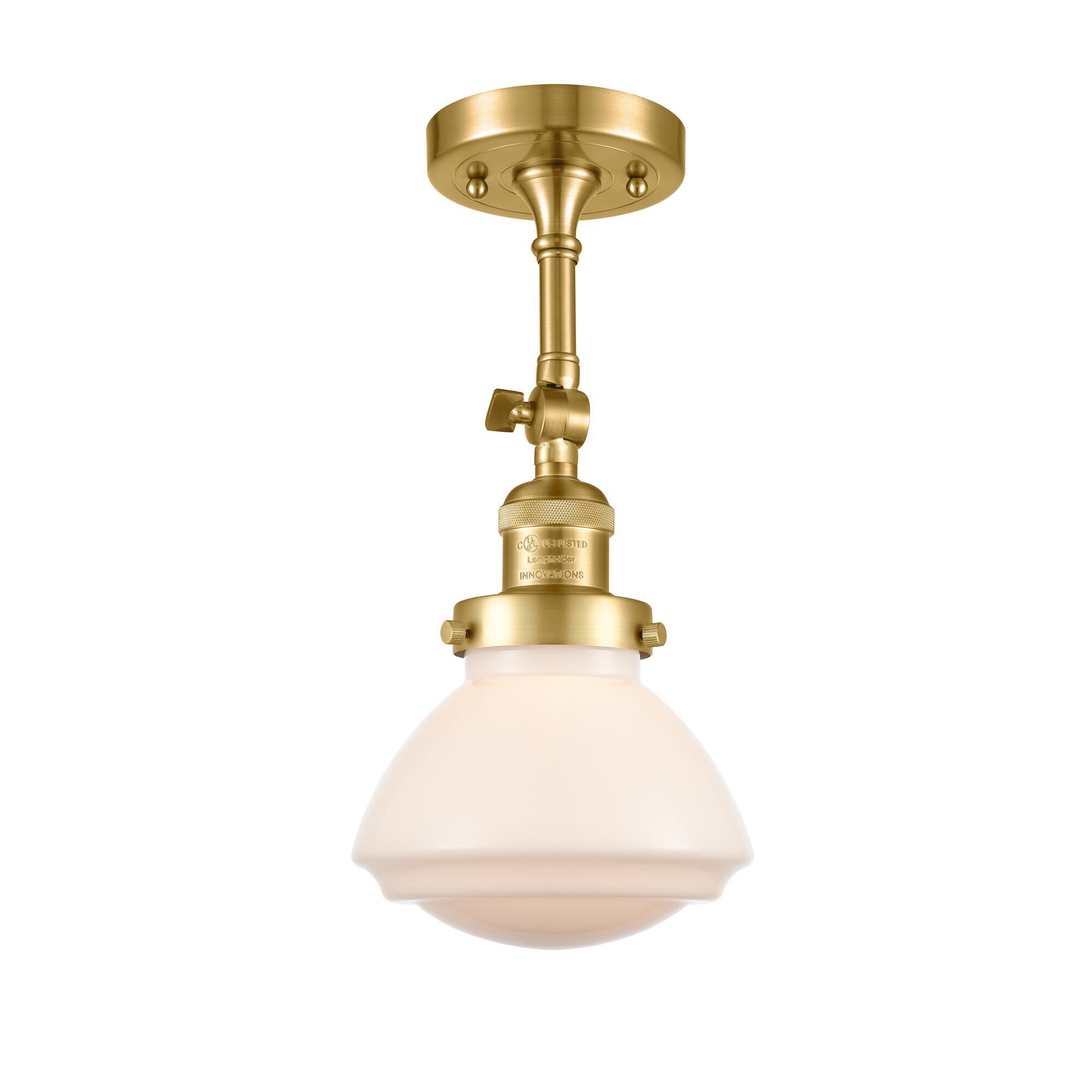 Shown in Satin Gold finish and Frosted glass and None accent