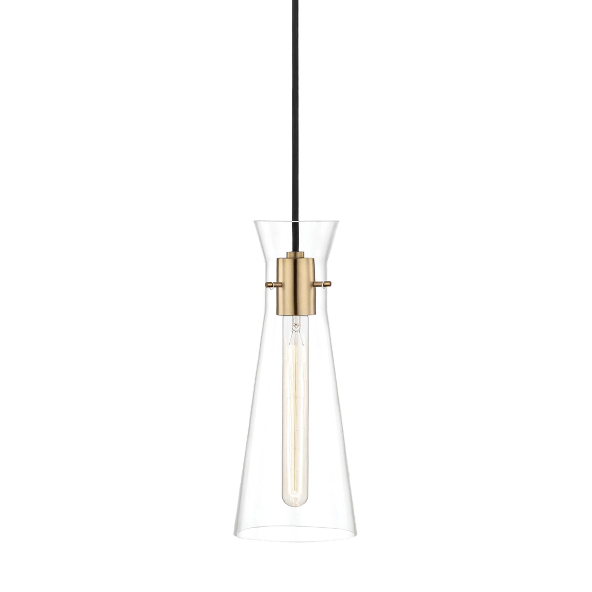 Shown in Aged Brass finish and Opal Etched glass