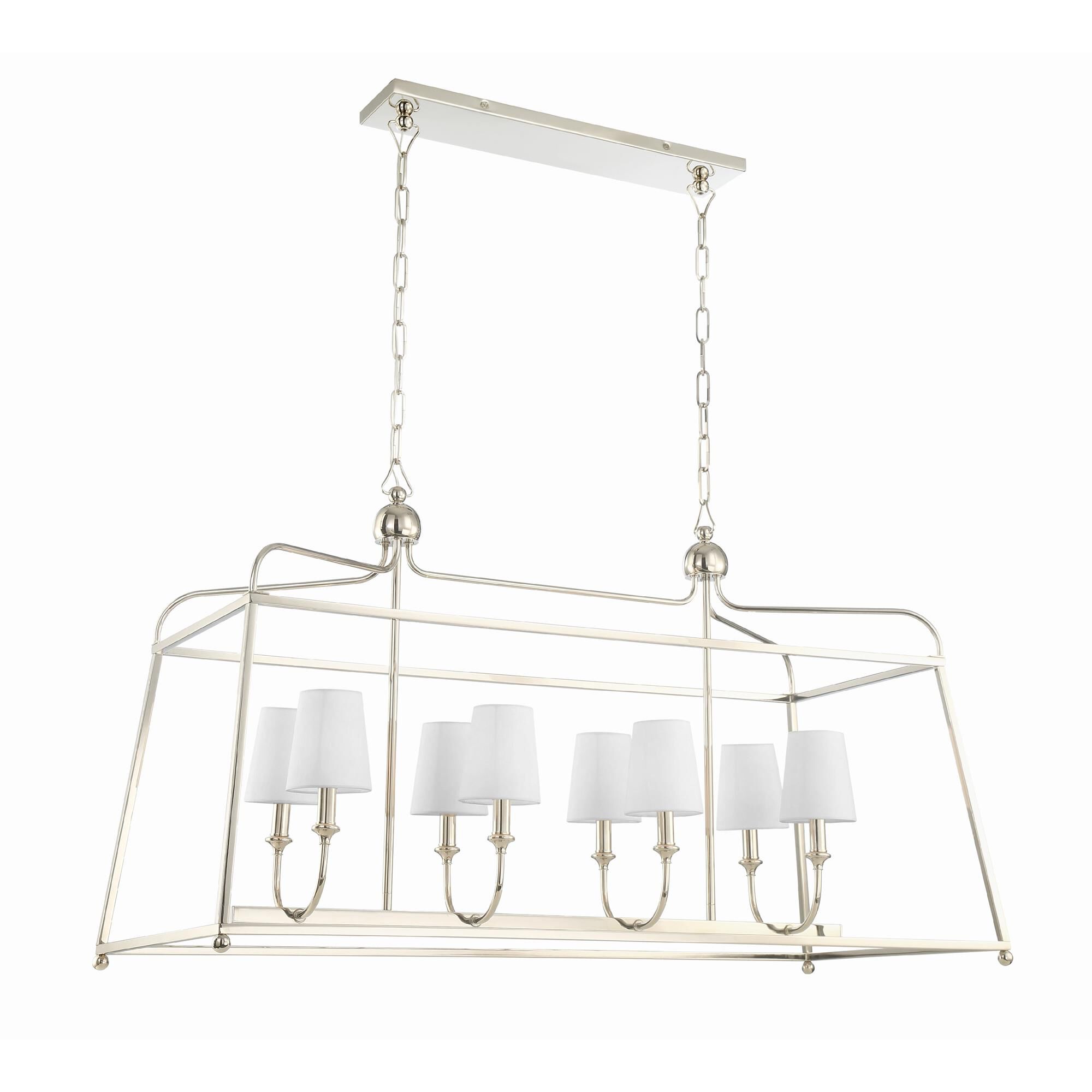 Shown in Polished Nickel finish and Silk glass and White shade