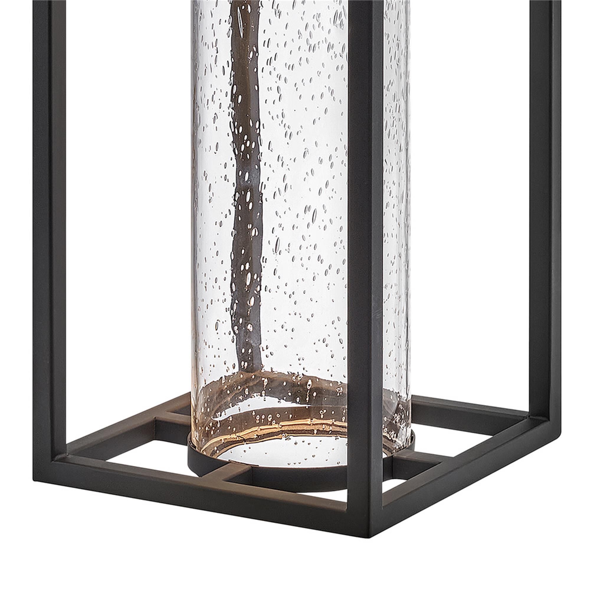 Shown in Black finish and Clear Seedy glass