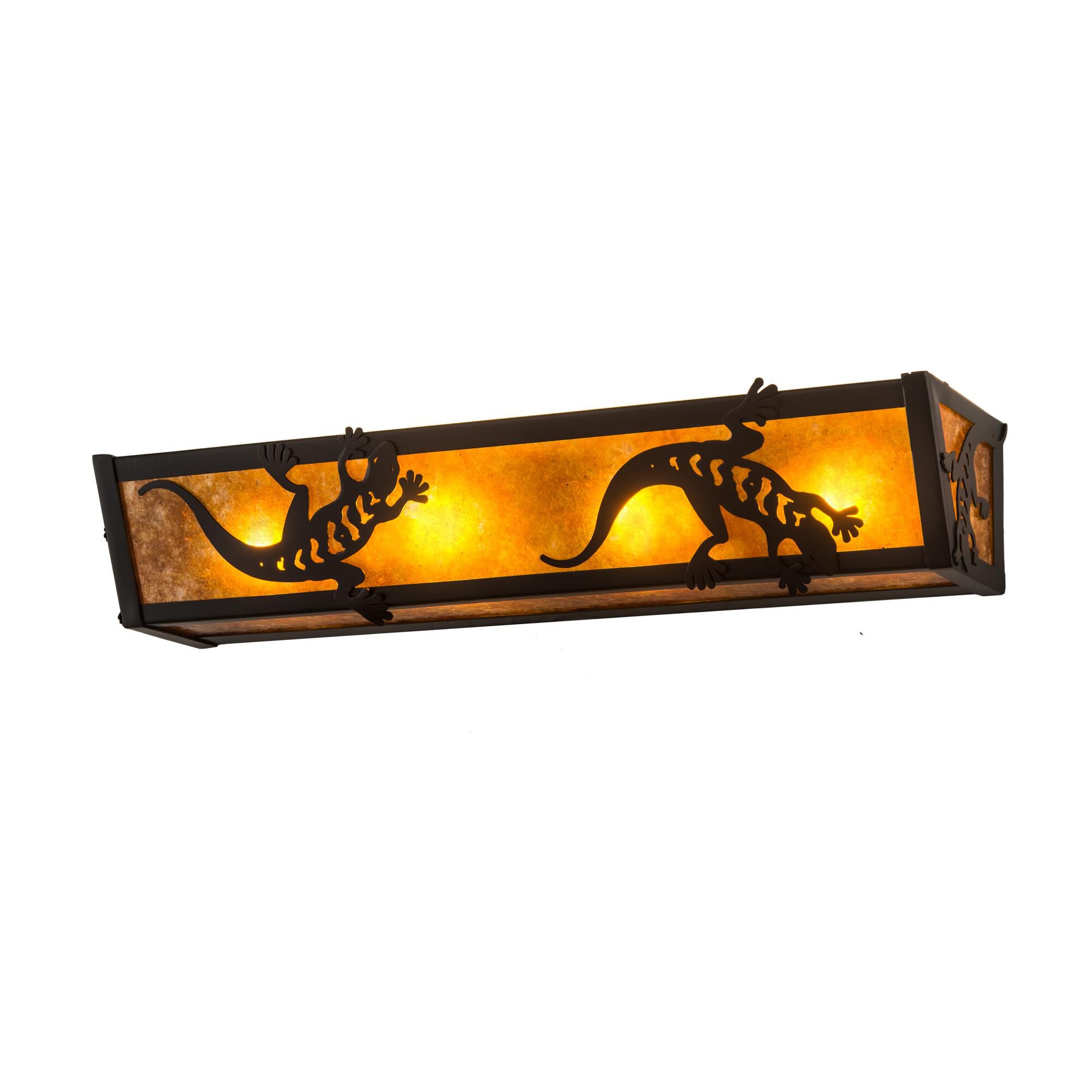 Shown in Timeless Bronze finish and Amber Mica glass