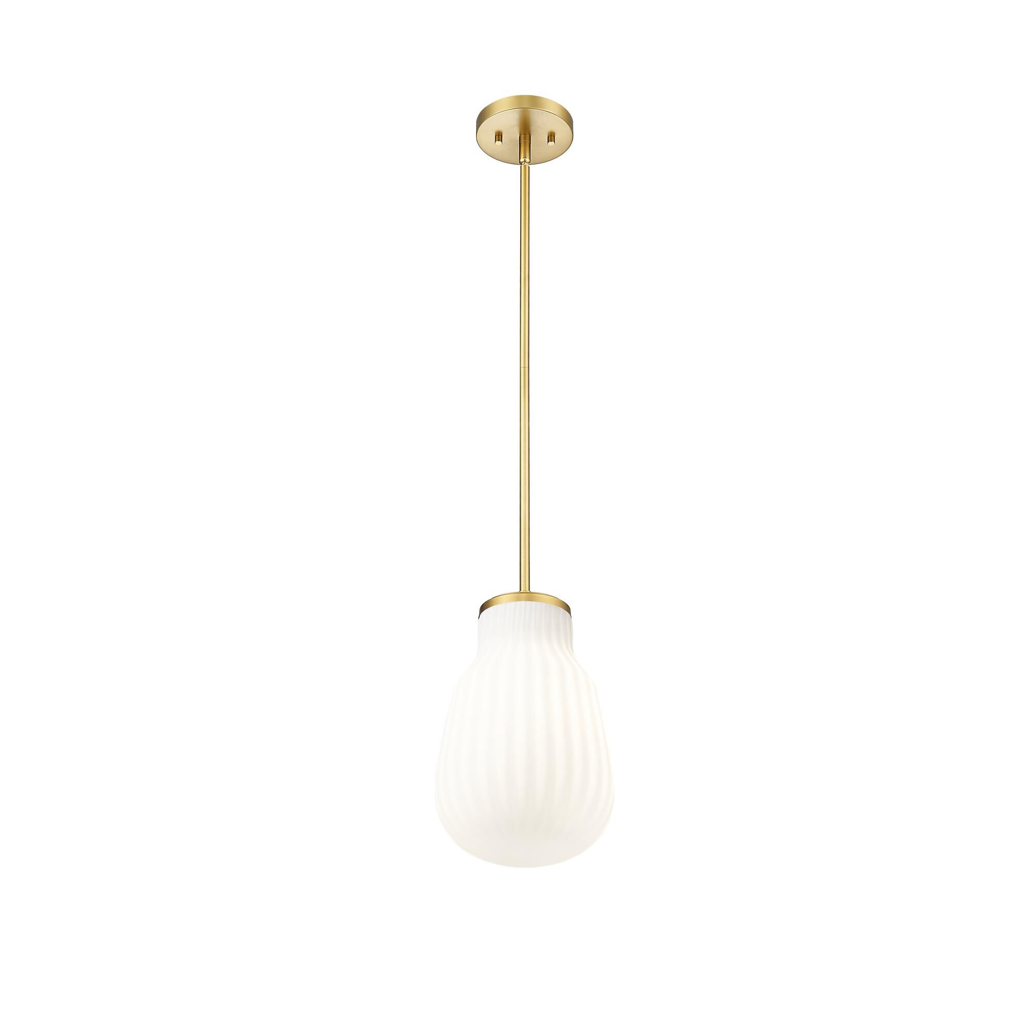 Shown in Modern Gold finish and White Opal glass and White Opal shade