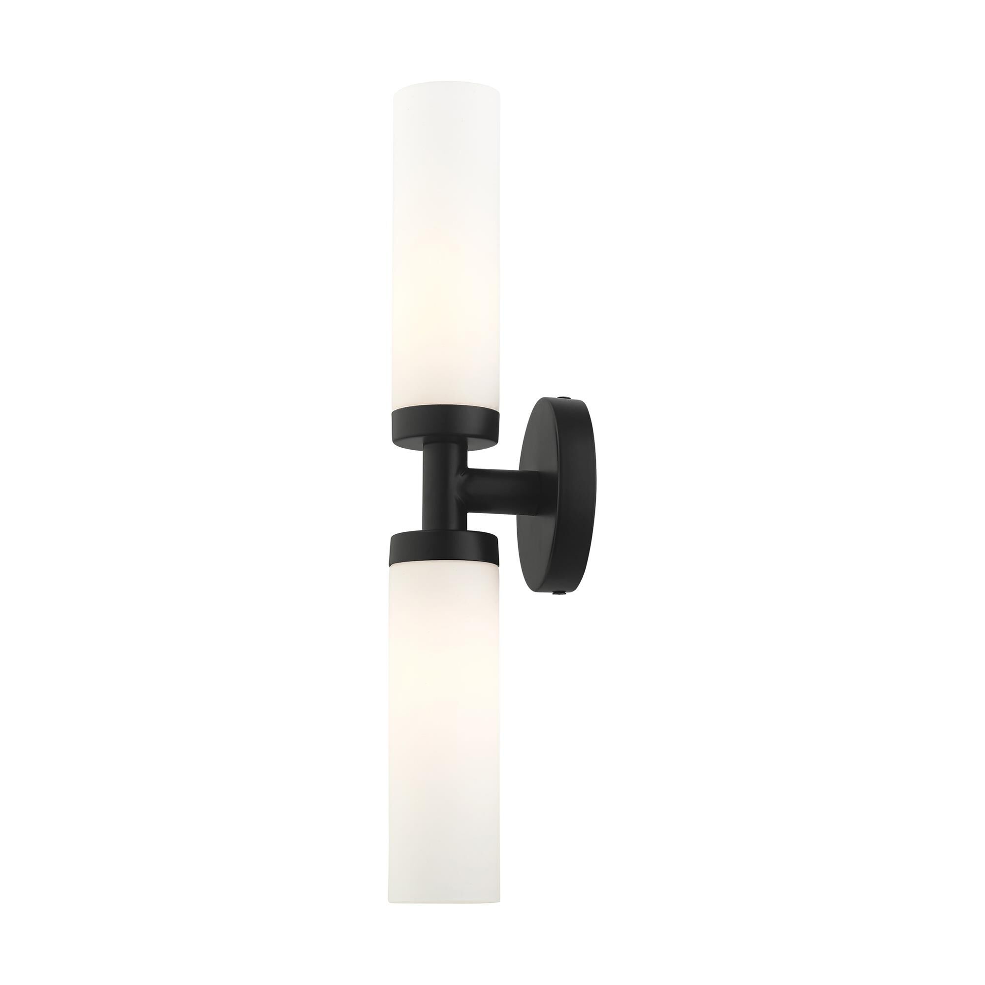 Shown in Black finish and Hand Blown Satin Opal White glass and Hand Blown Satin Opal White Glass shade