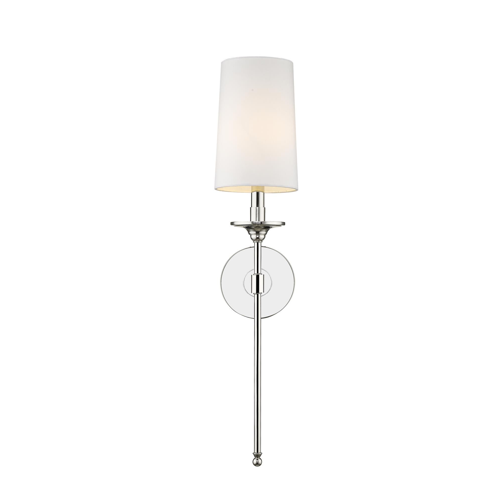Shown in Polished Nickel finish and Fabric glass and Fabric shade