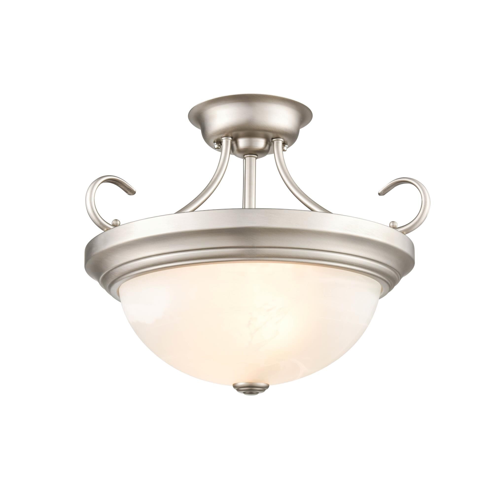 Shown in Satin Nickel finish and Faux Alabaster glass