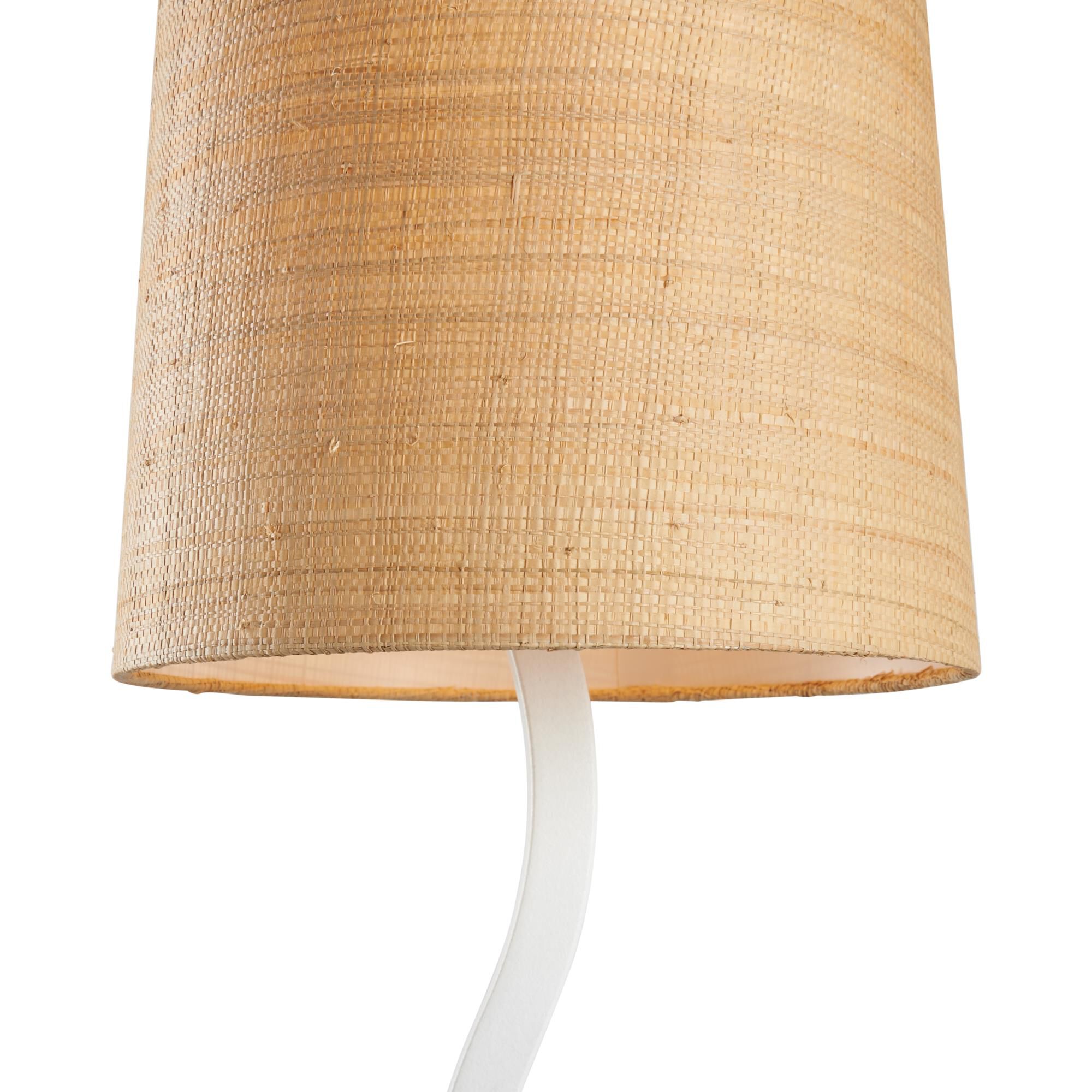 Shown in White and Cream finish and Raffia shade
