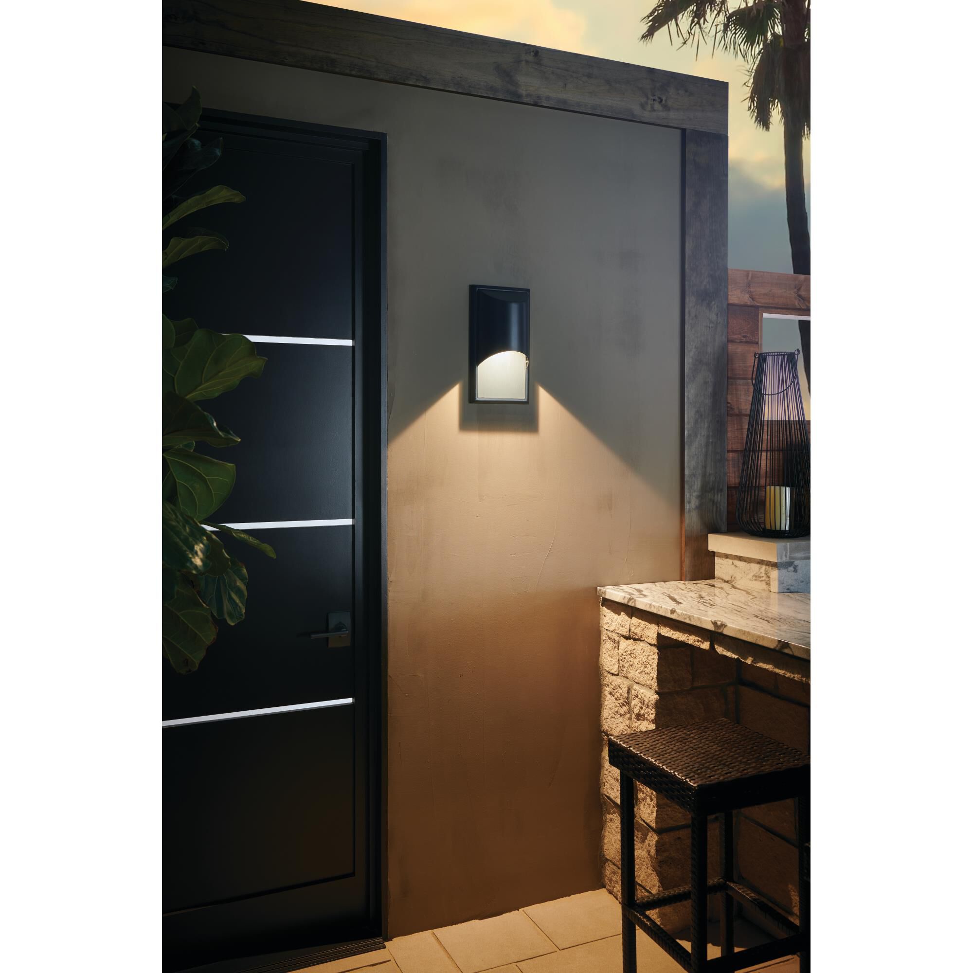 Shown in Satin Black finish and Clear Etched Organic Rain glass
