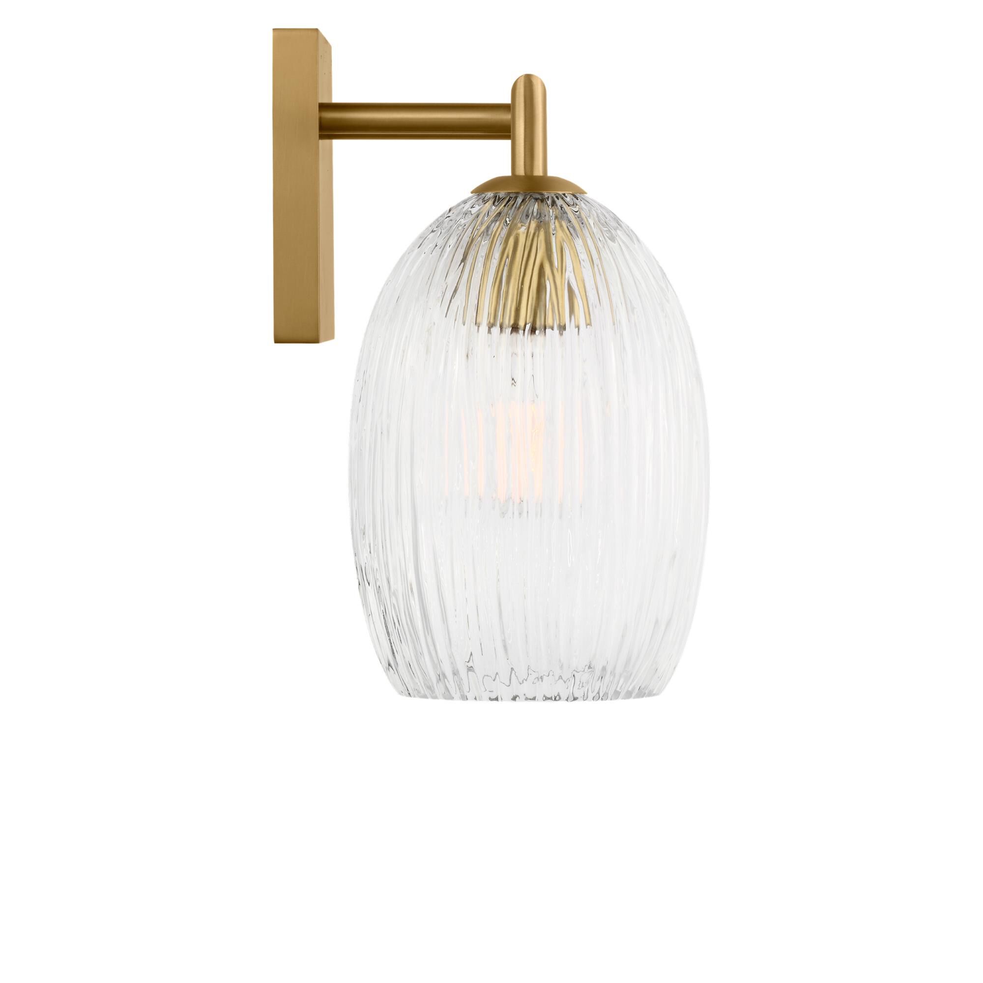 Shown in Burnished Brass finish and Striped Clear glass