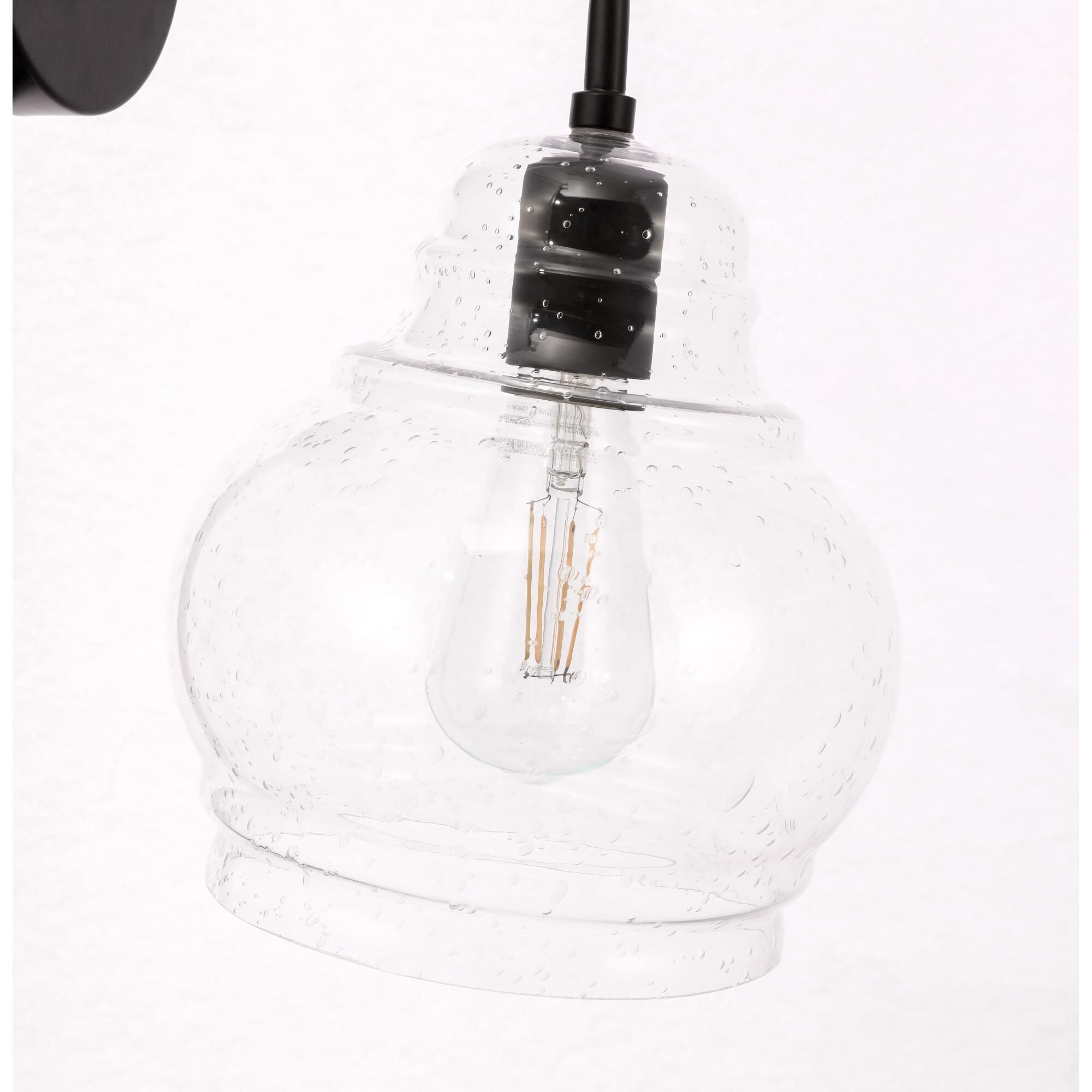 Shown in Black finish and Clear Bubble  glass