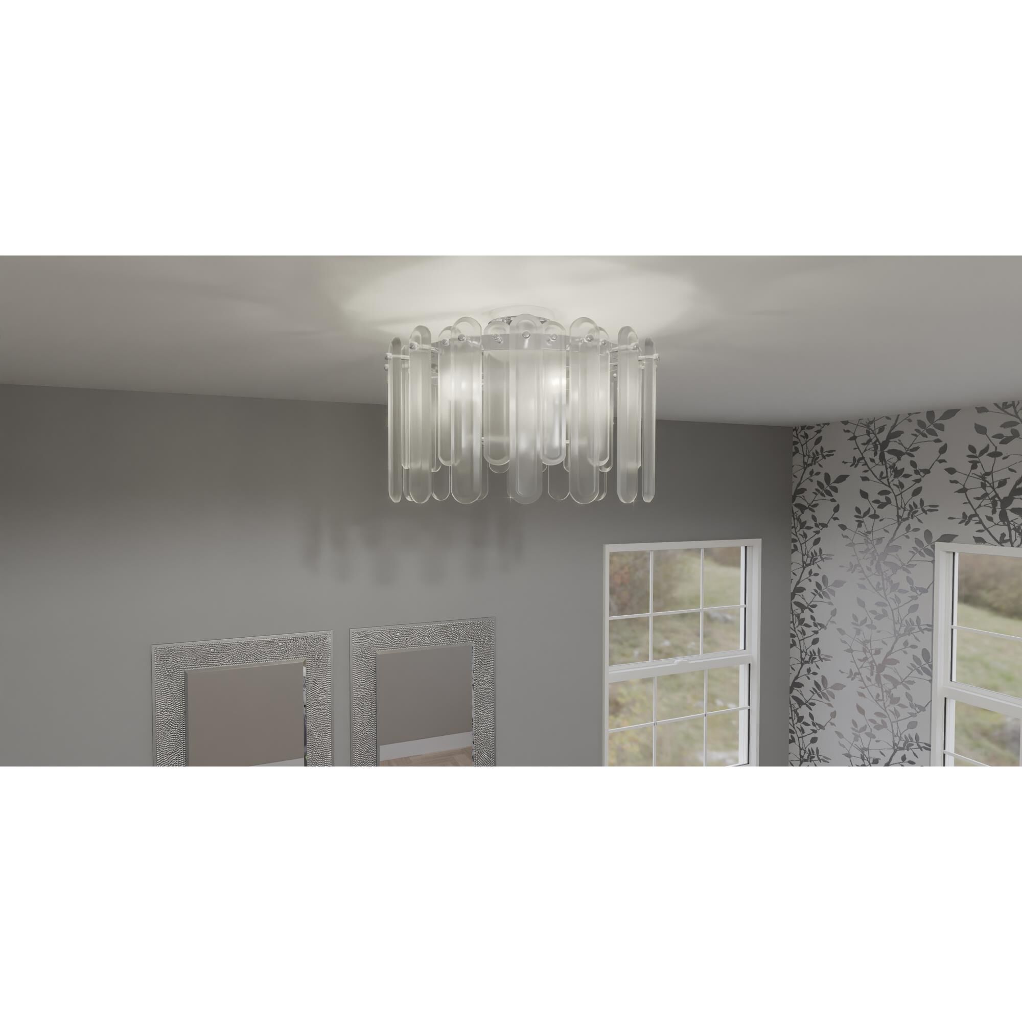 Shown in Polished Chrome finish and Clear Beveled and Clear Beveled Panel glass