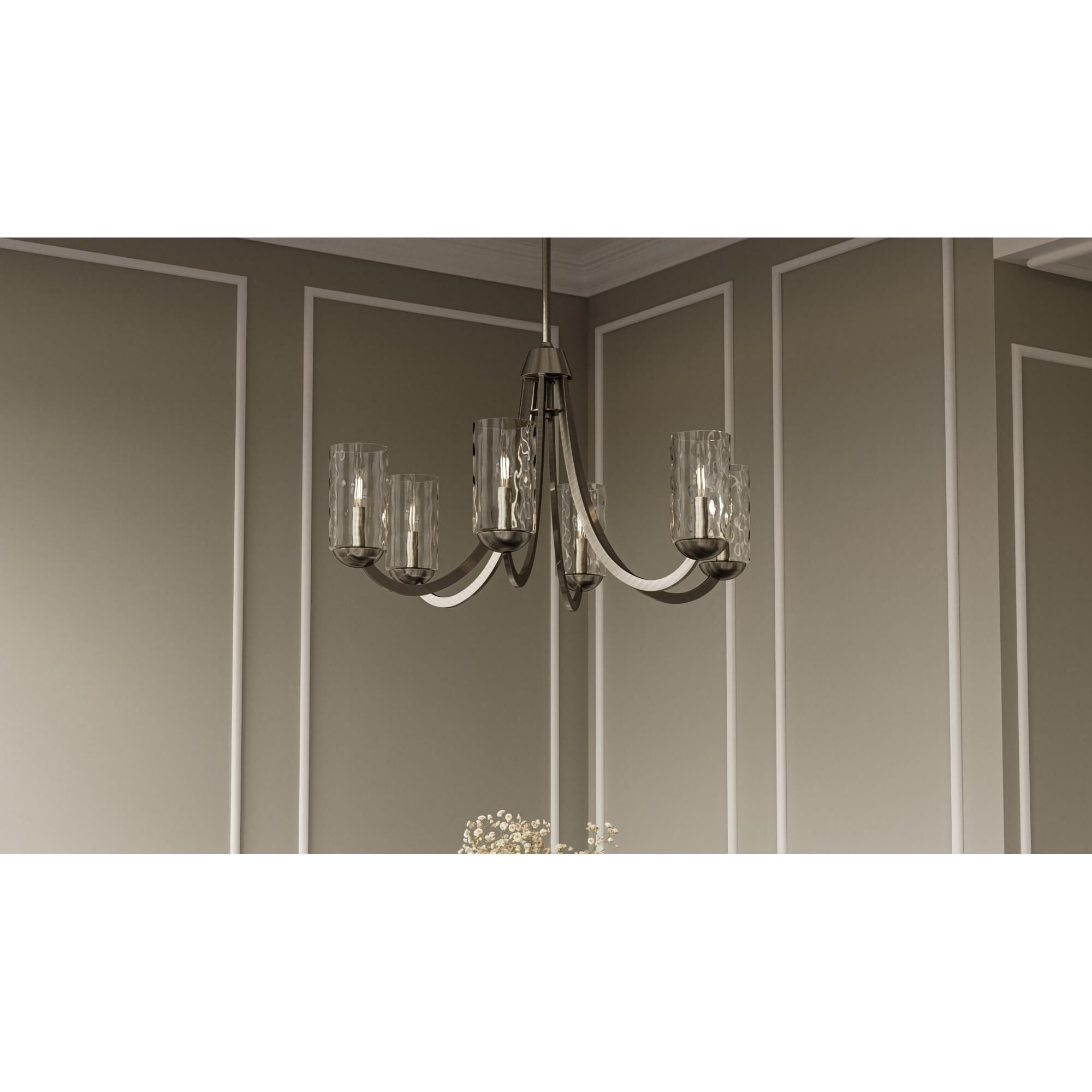 Shown in Brushed Nickel finish and Clear Water glass