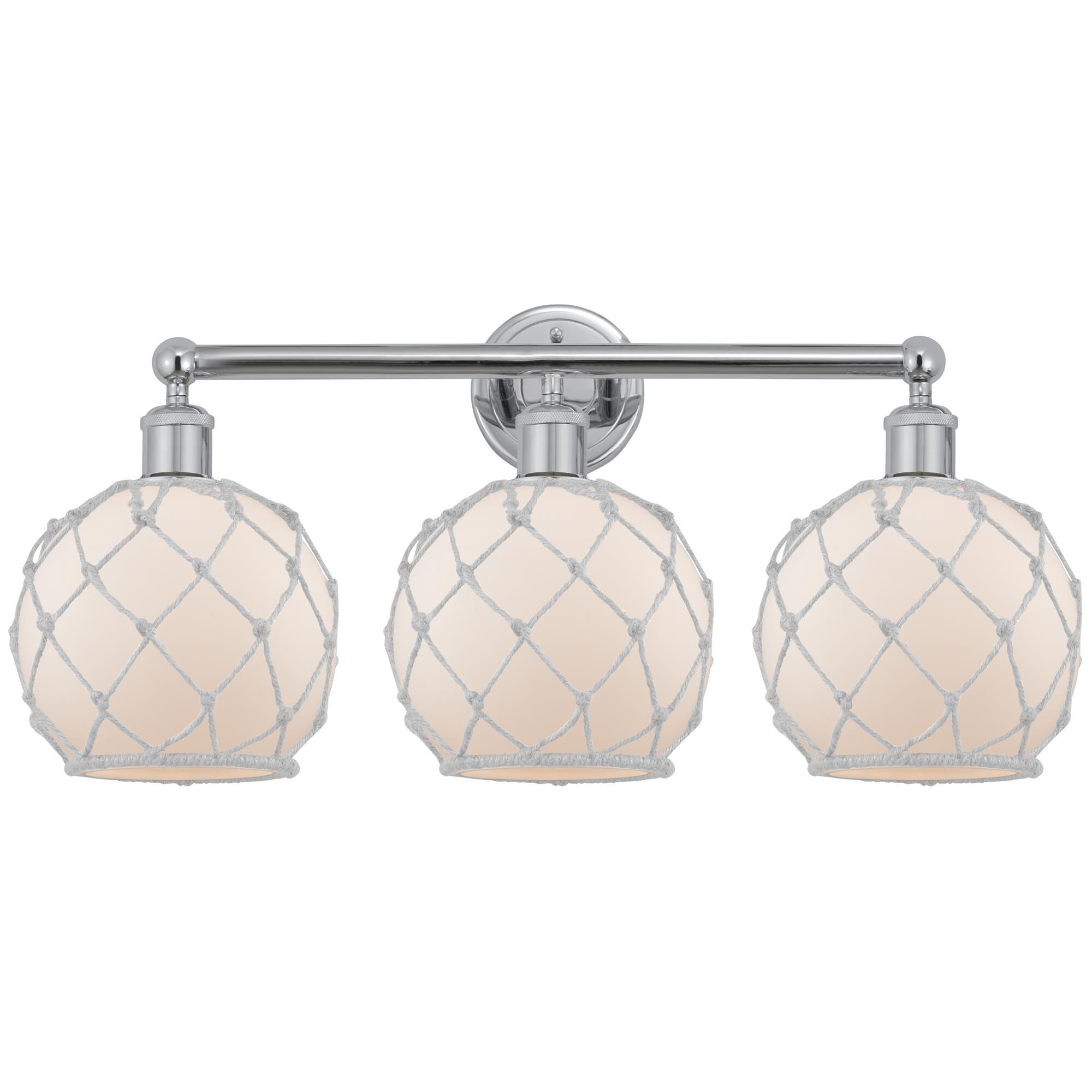 Shown in Polished Chrome finish and White with White Rope glass