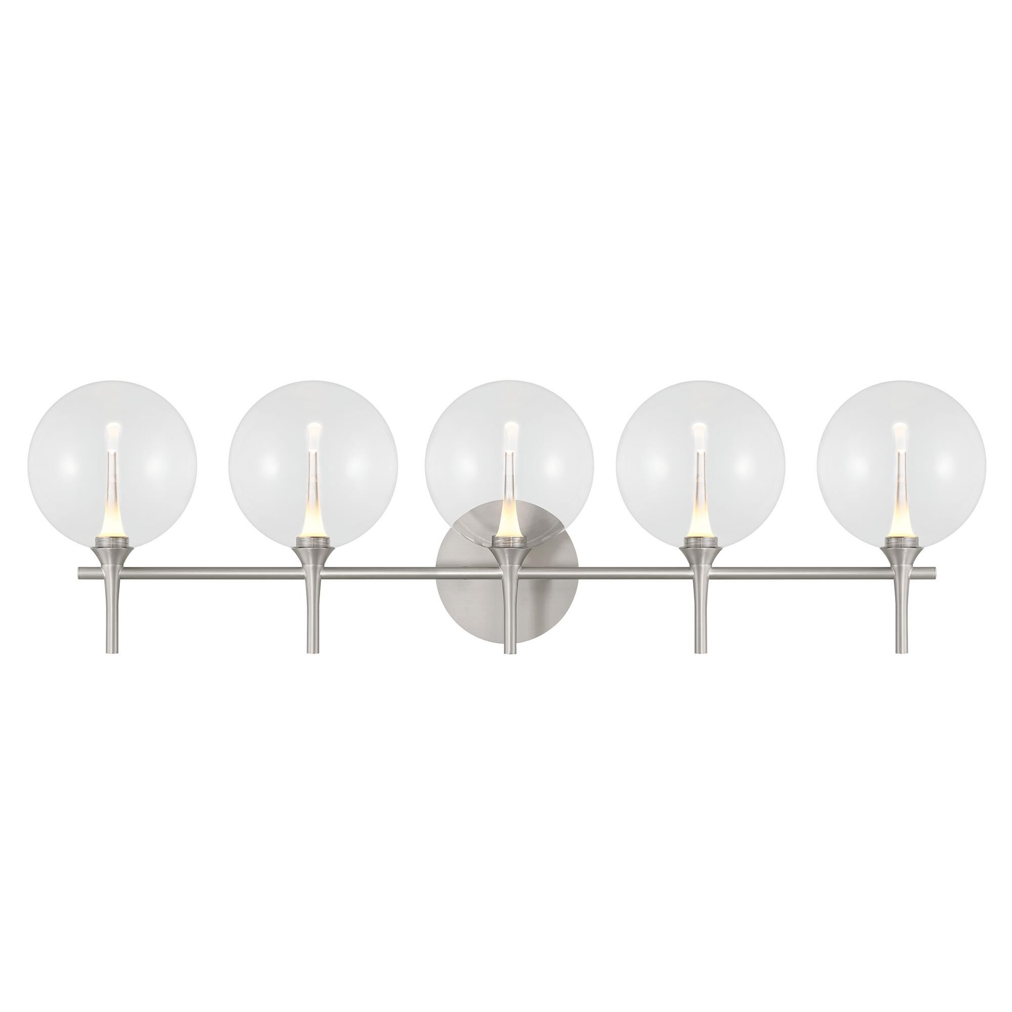 Shown in Nickel finish and Clear glass