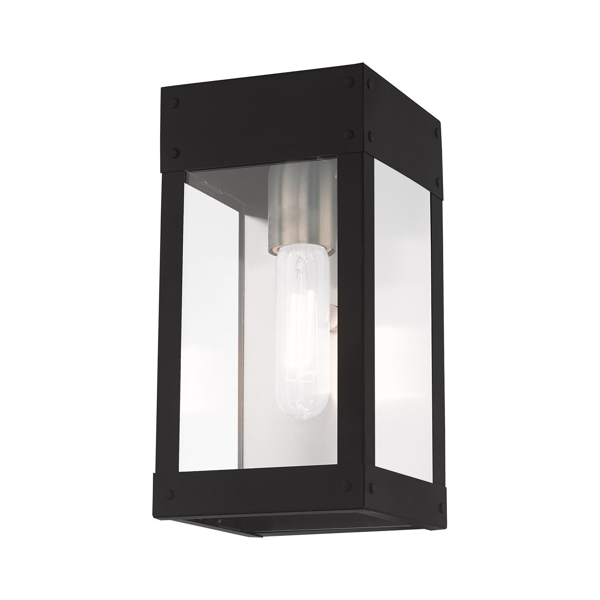 Shown in Black finish and Clear glass