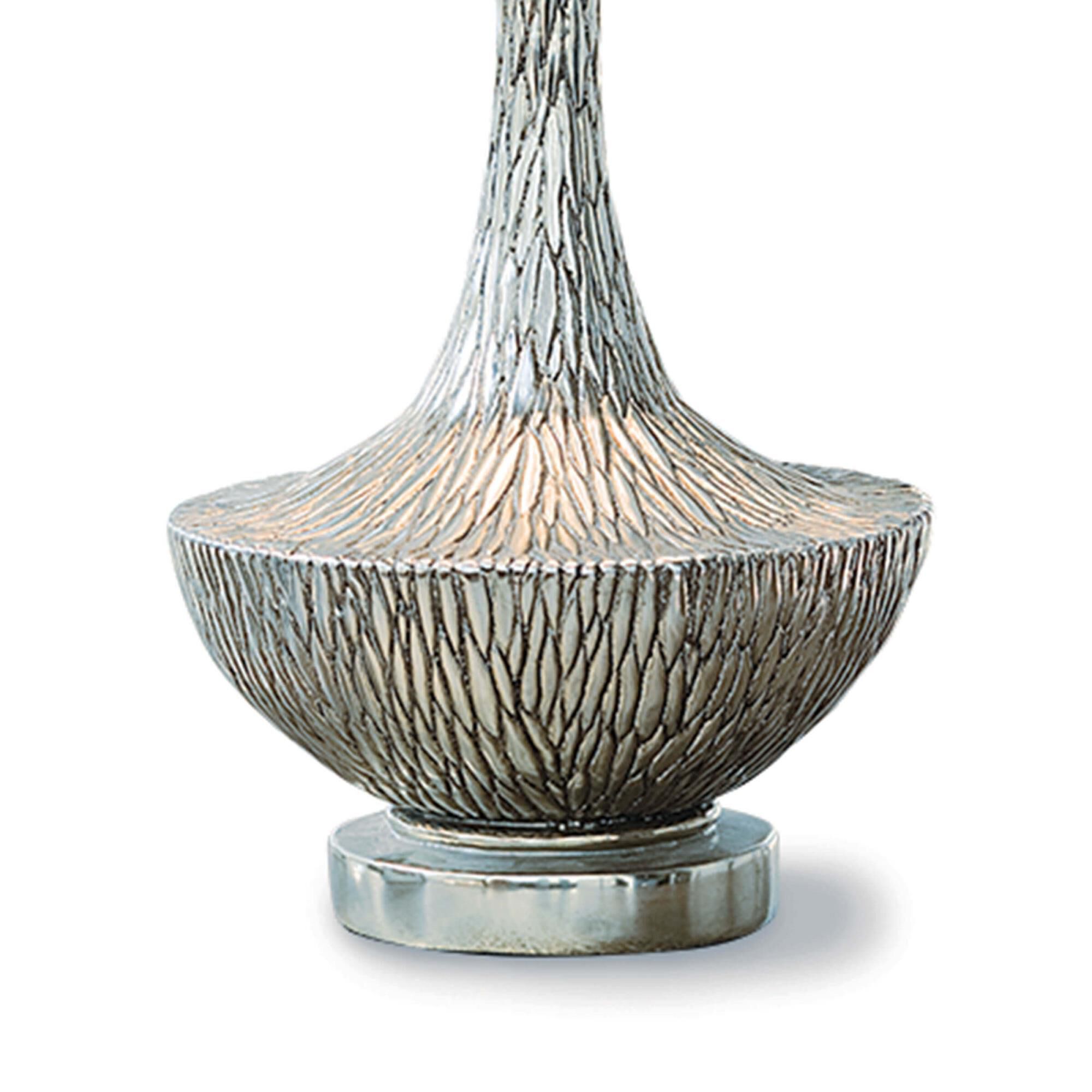 Shown in Ambered Silver finish and Linen shade