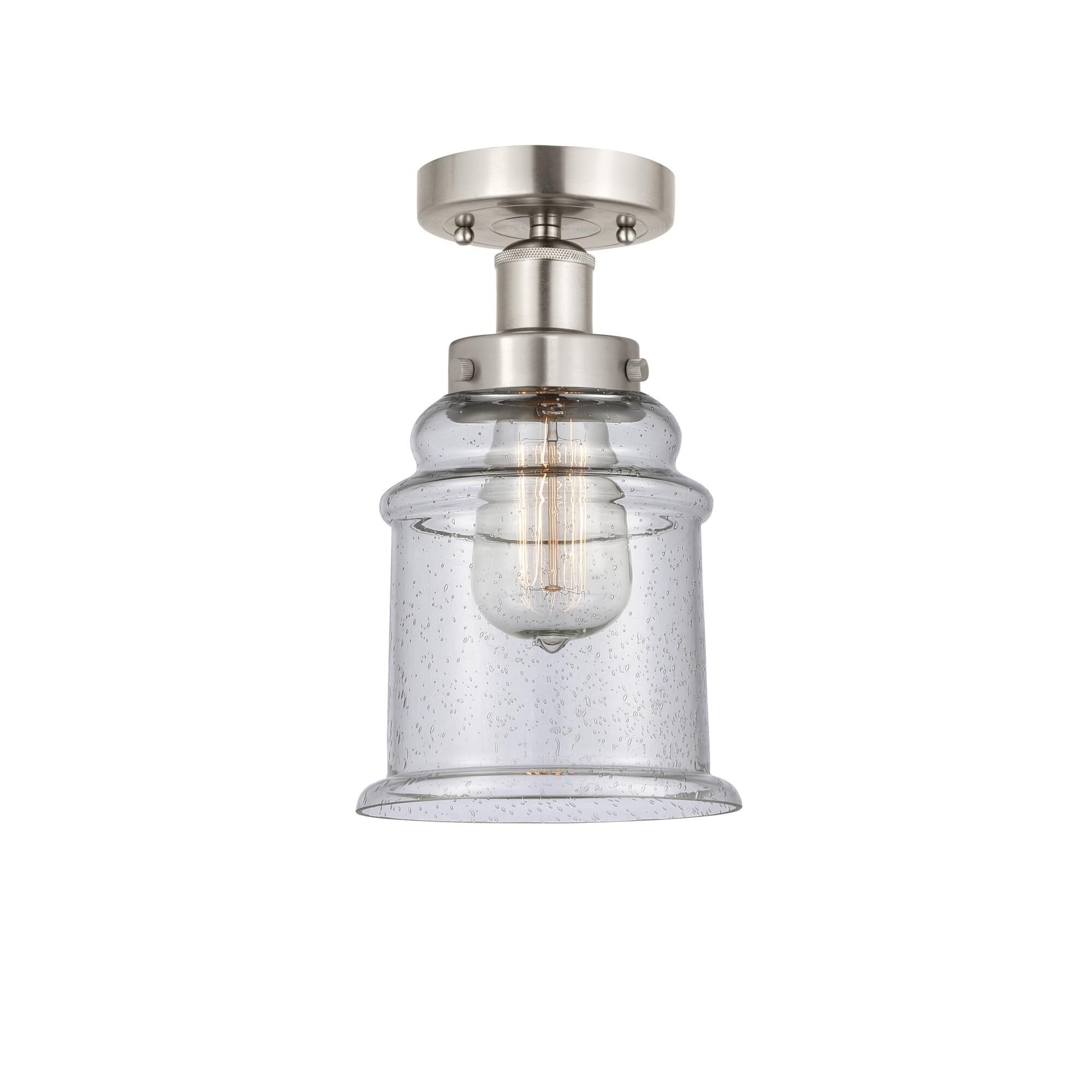 Shown in Brushed Satin Nickel, Seedy finish and Seedy glass and Seedy Glass shade