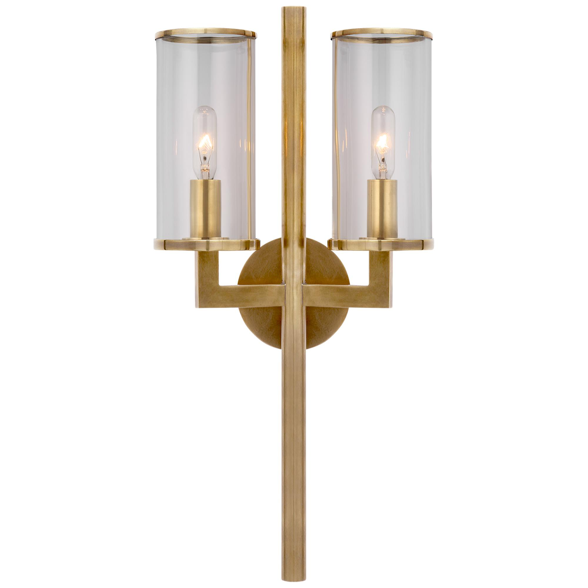 Shown in Antique-Burnished Brass finish and Clear glass