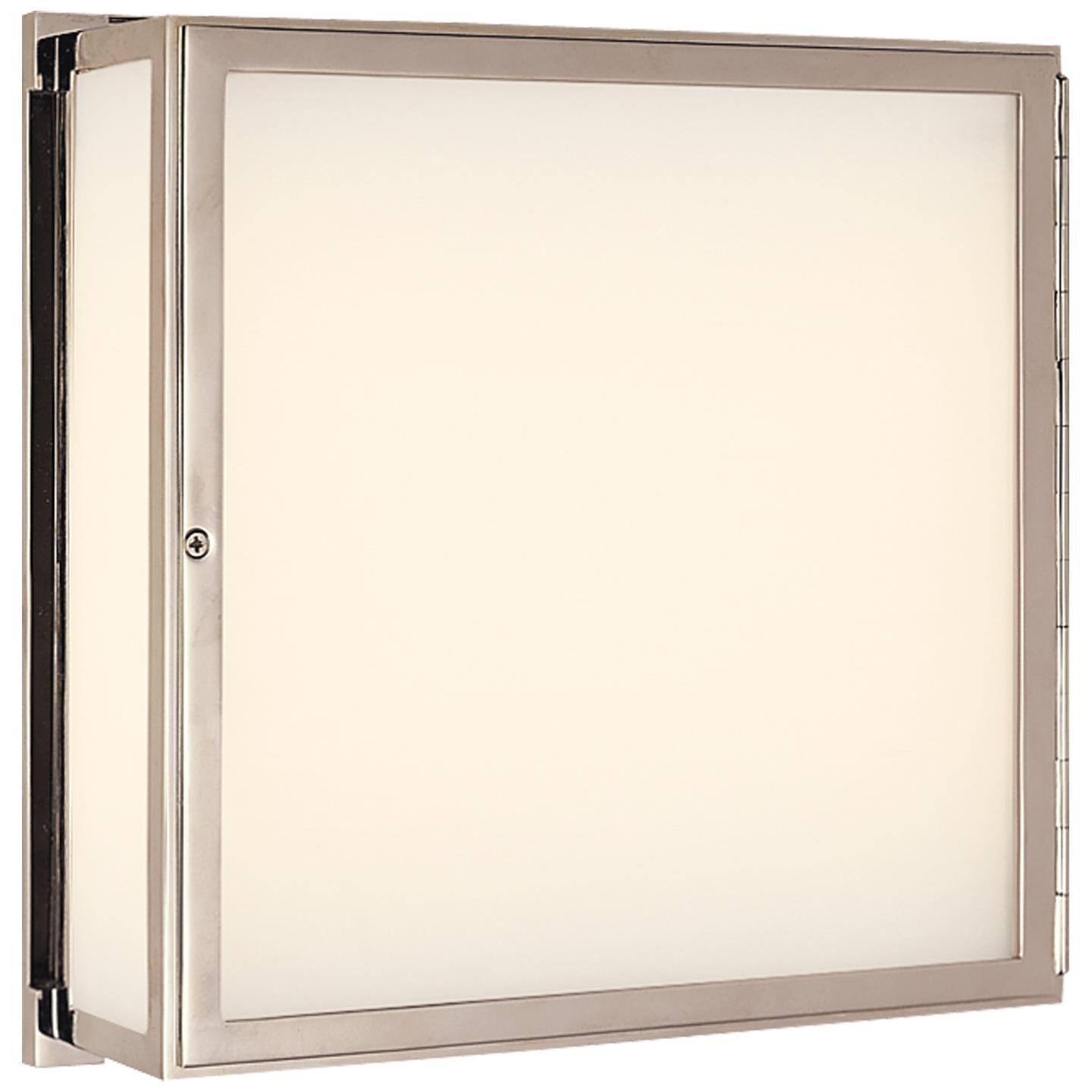 Shown in Polished Nickel finish and White glass