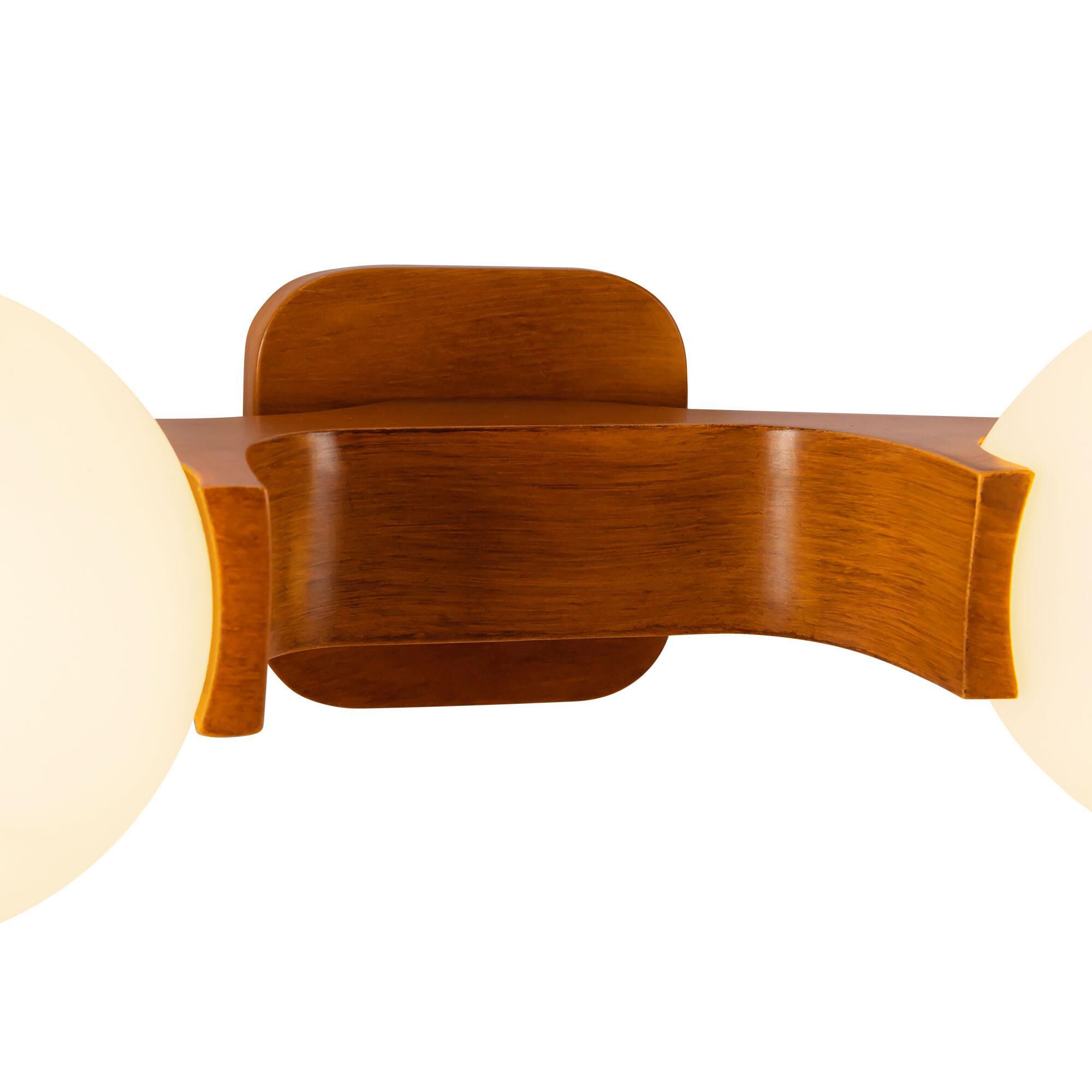 Shown in Teak finish and Matte Opal glass