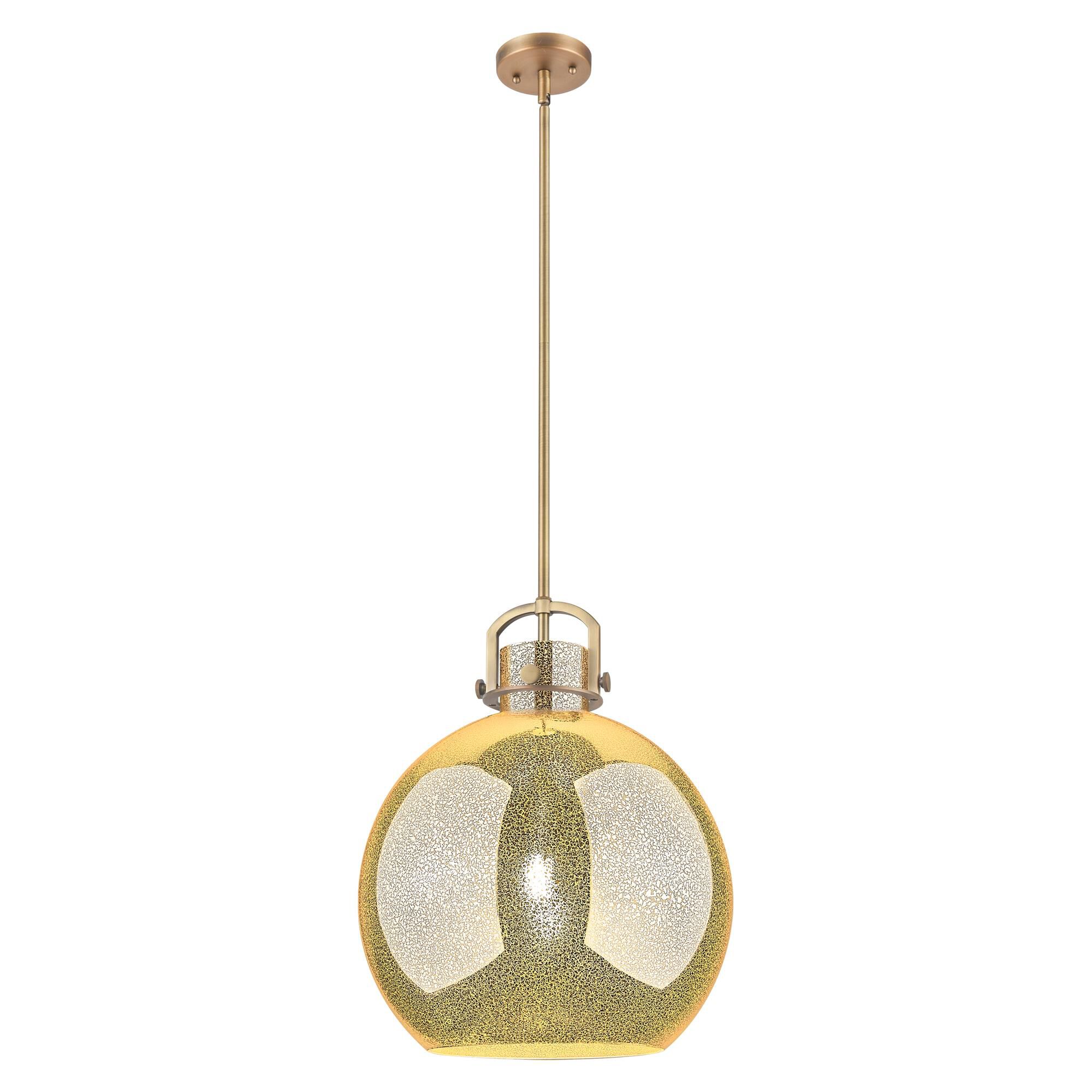 Shown in Brushed Brass finish and Mercury shade