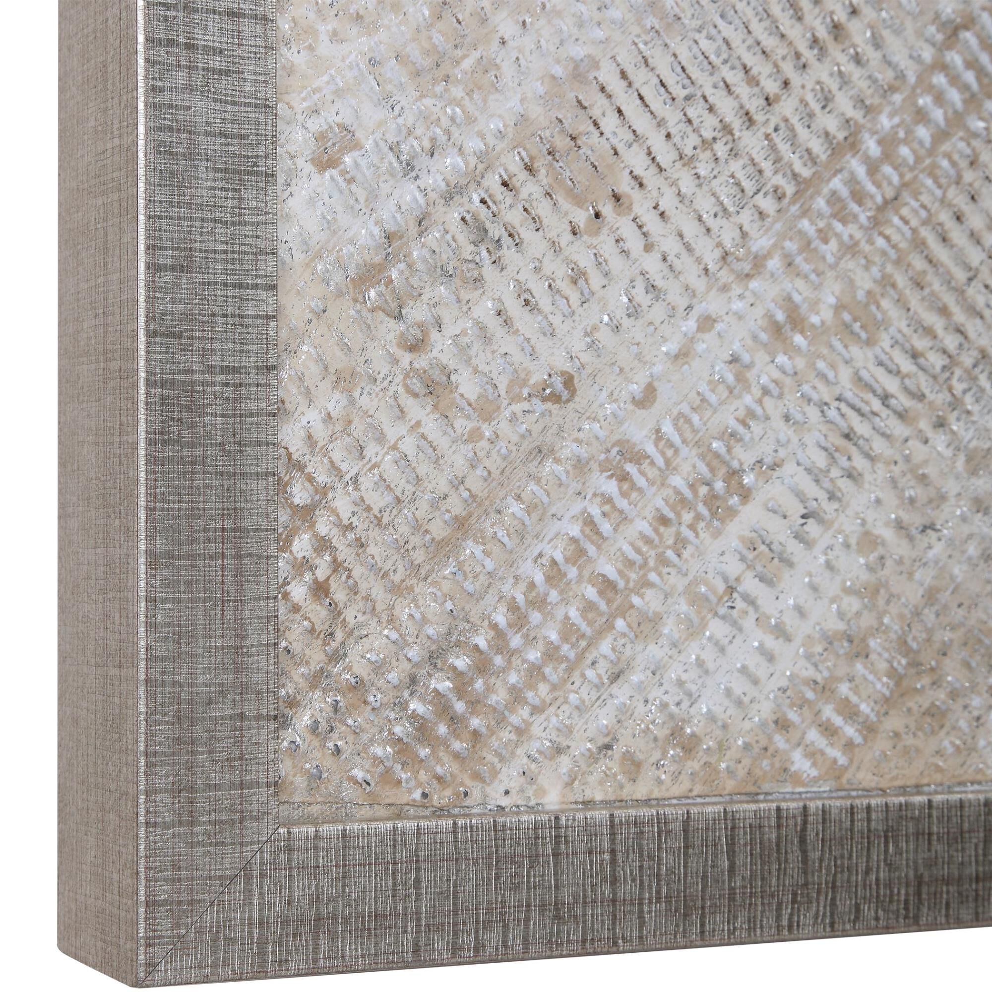 Shown in Heavily Textured With Natural Tones And Metallic Silver Highlights, Textured Antique Silver Frame finish