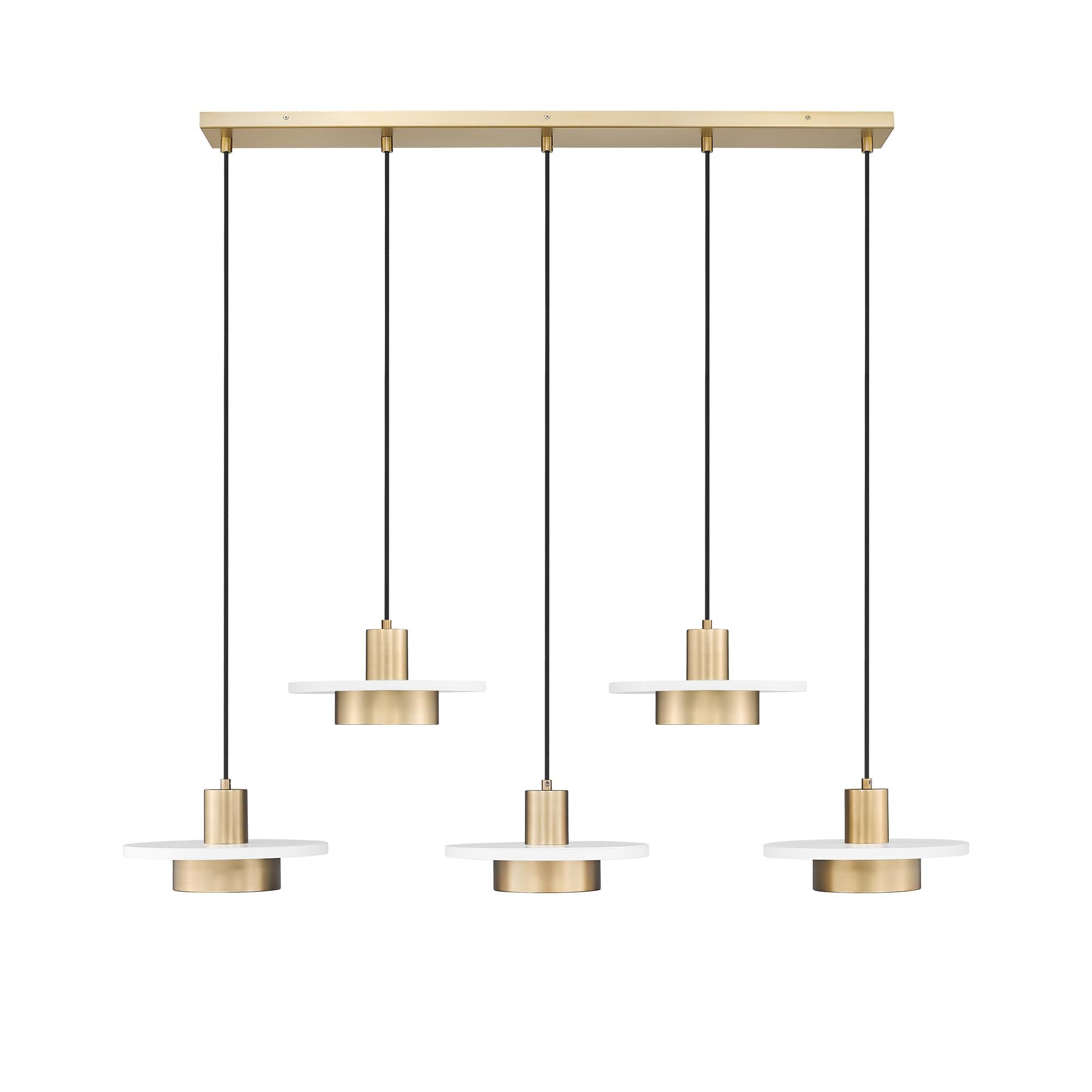 Shown in Matte White and Modern Gold finish and Frosted glass