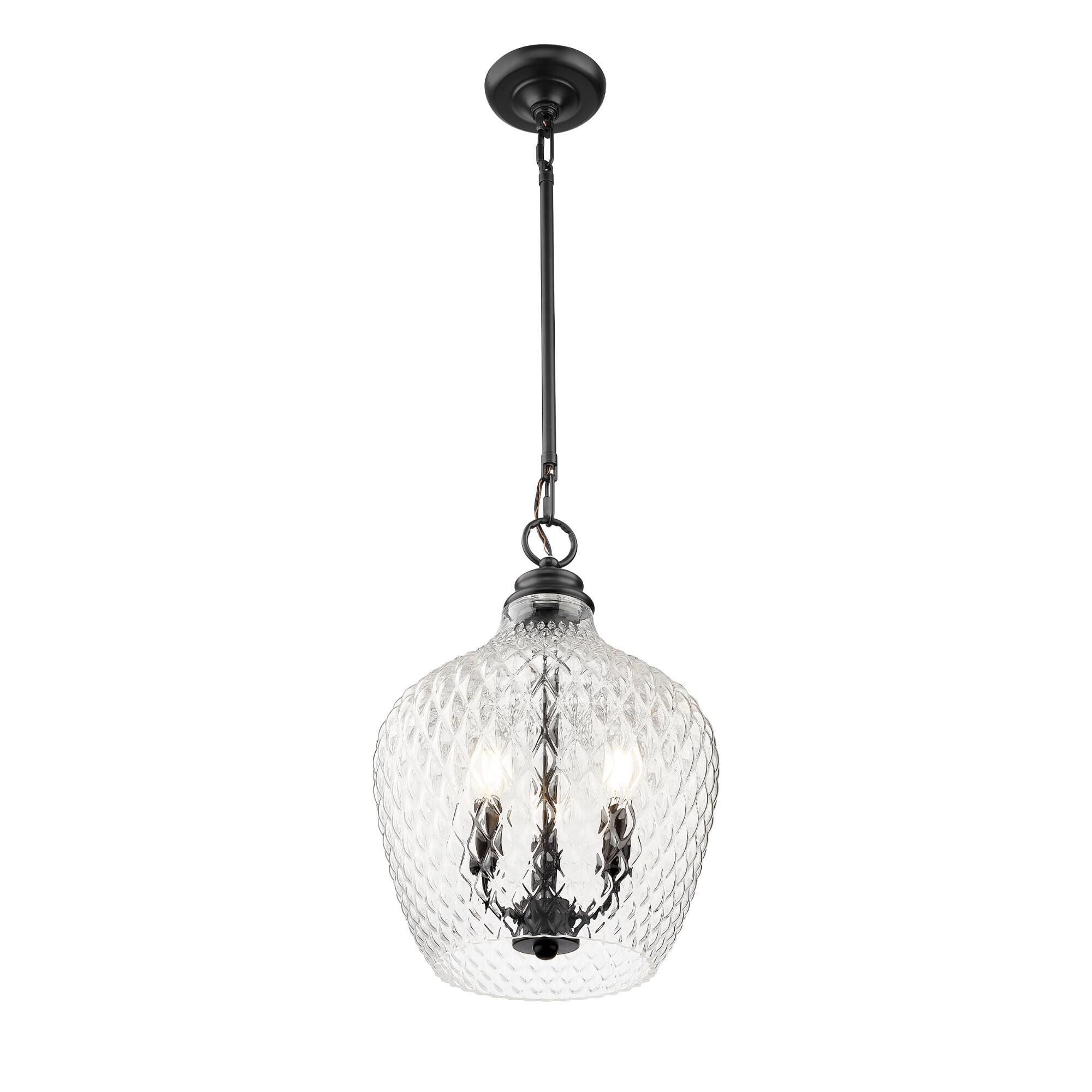 Shown in Matte Black finish and Clear glass