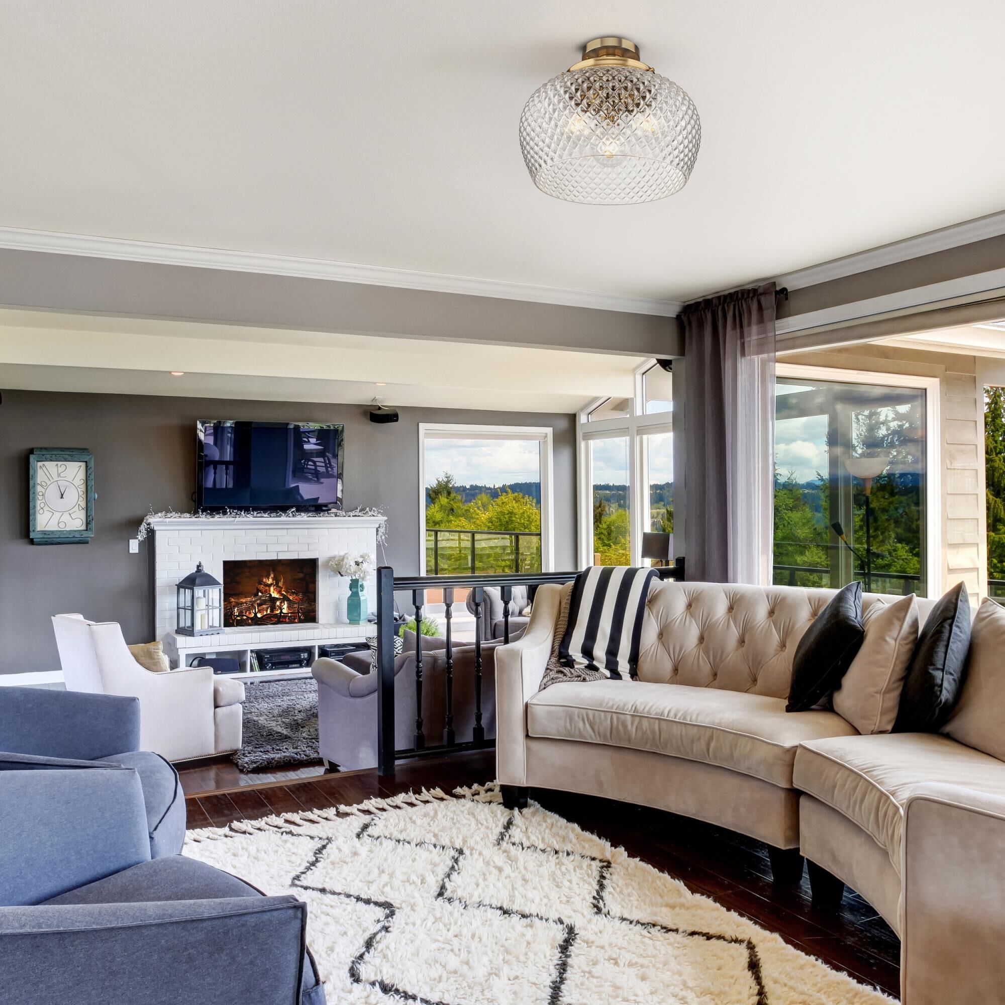 Adeline 14 Inch Semi Flush Mount by Golden Lighting