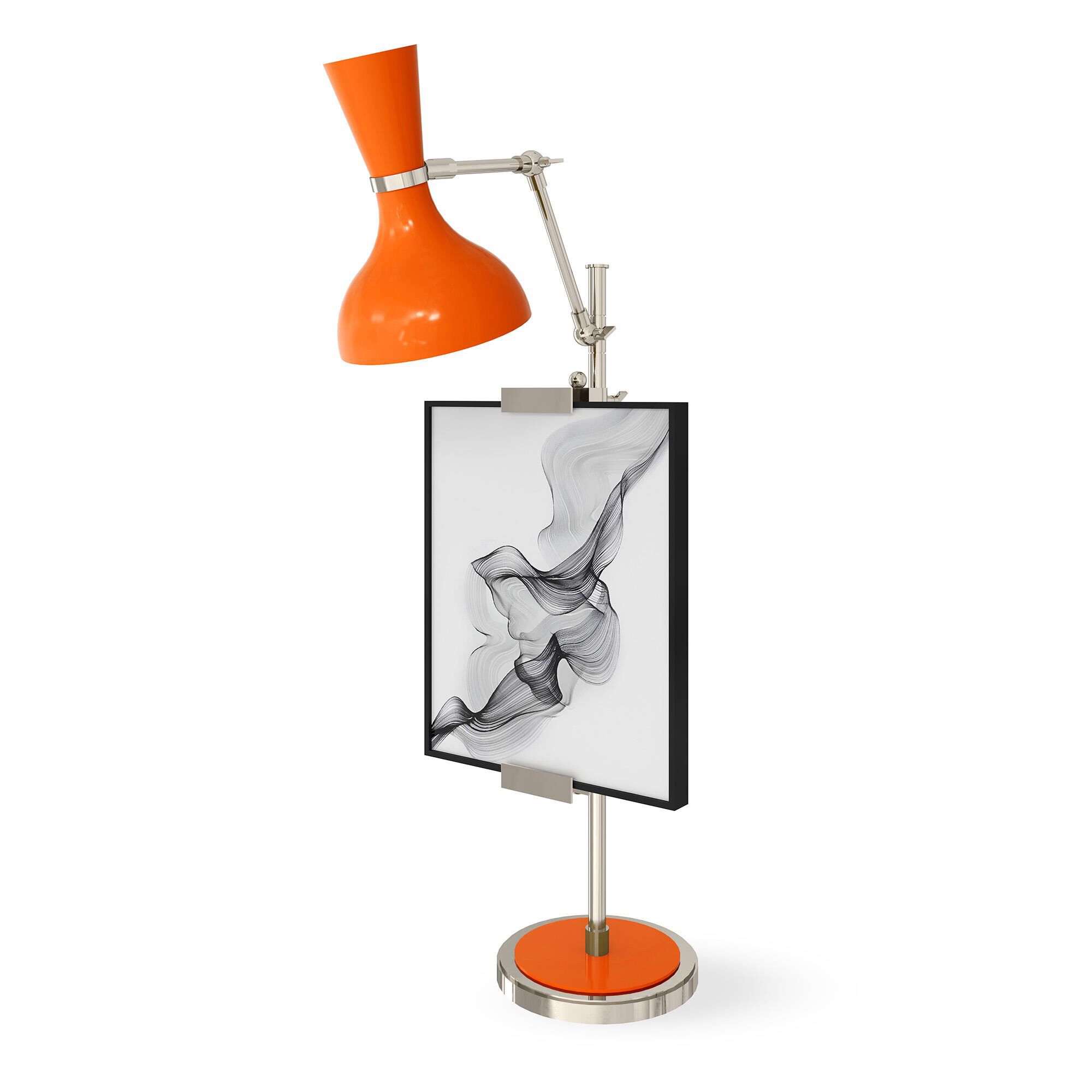 Shown in Polished Nickel finish and Pumpkin shade