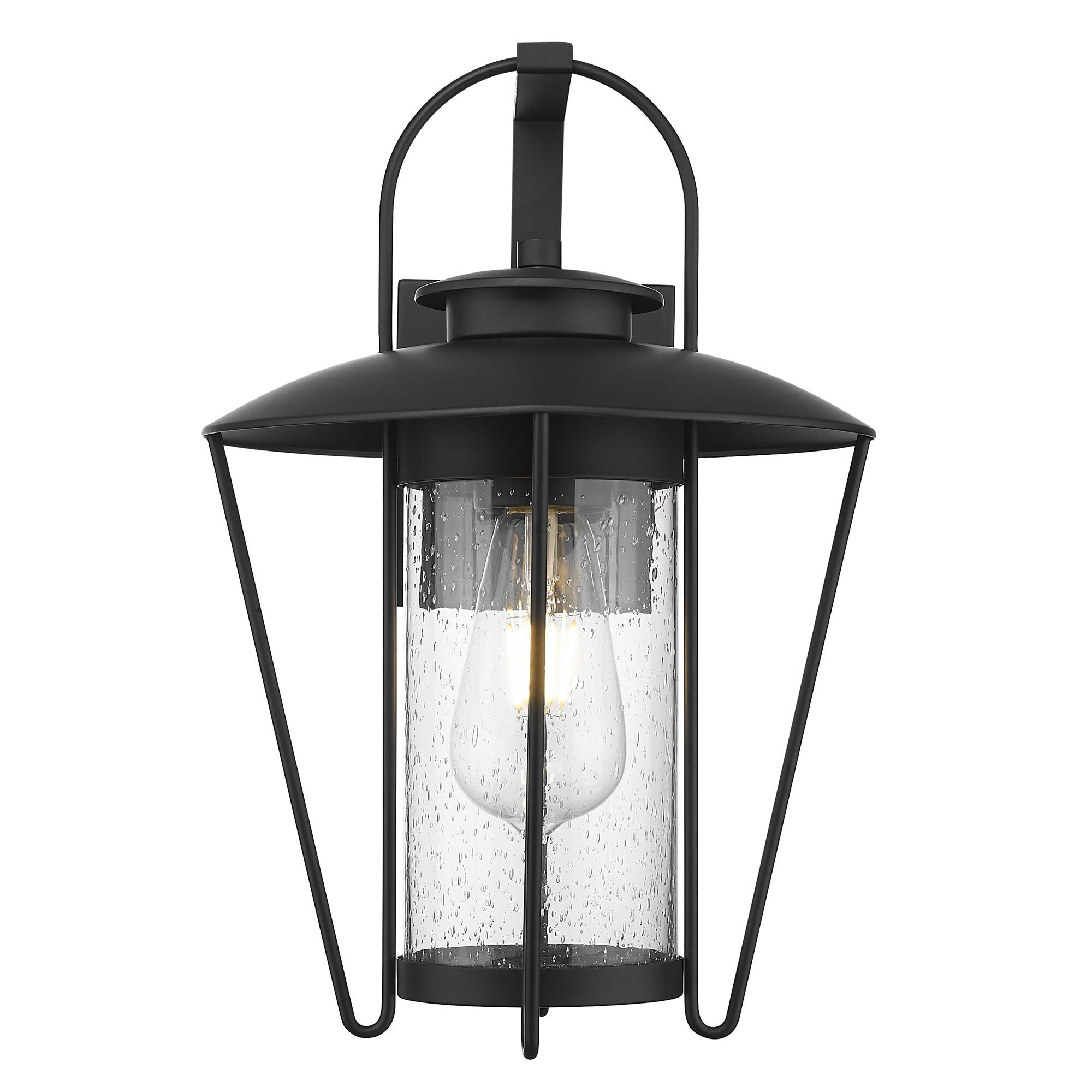 Shown in Matte Black finish and Seeded Glass Cylinder shade