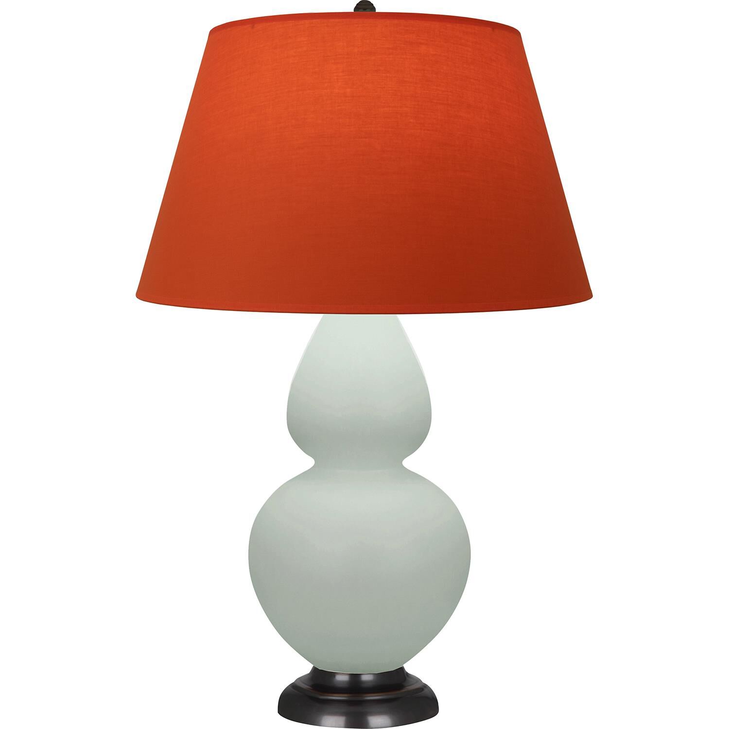 Shown in Matte Celadon finish and Tangerine and Taupe Lining shade and Deep Patina Bronze accent