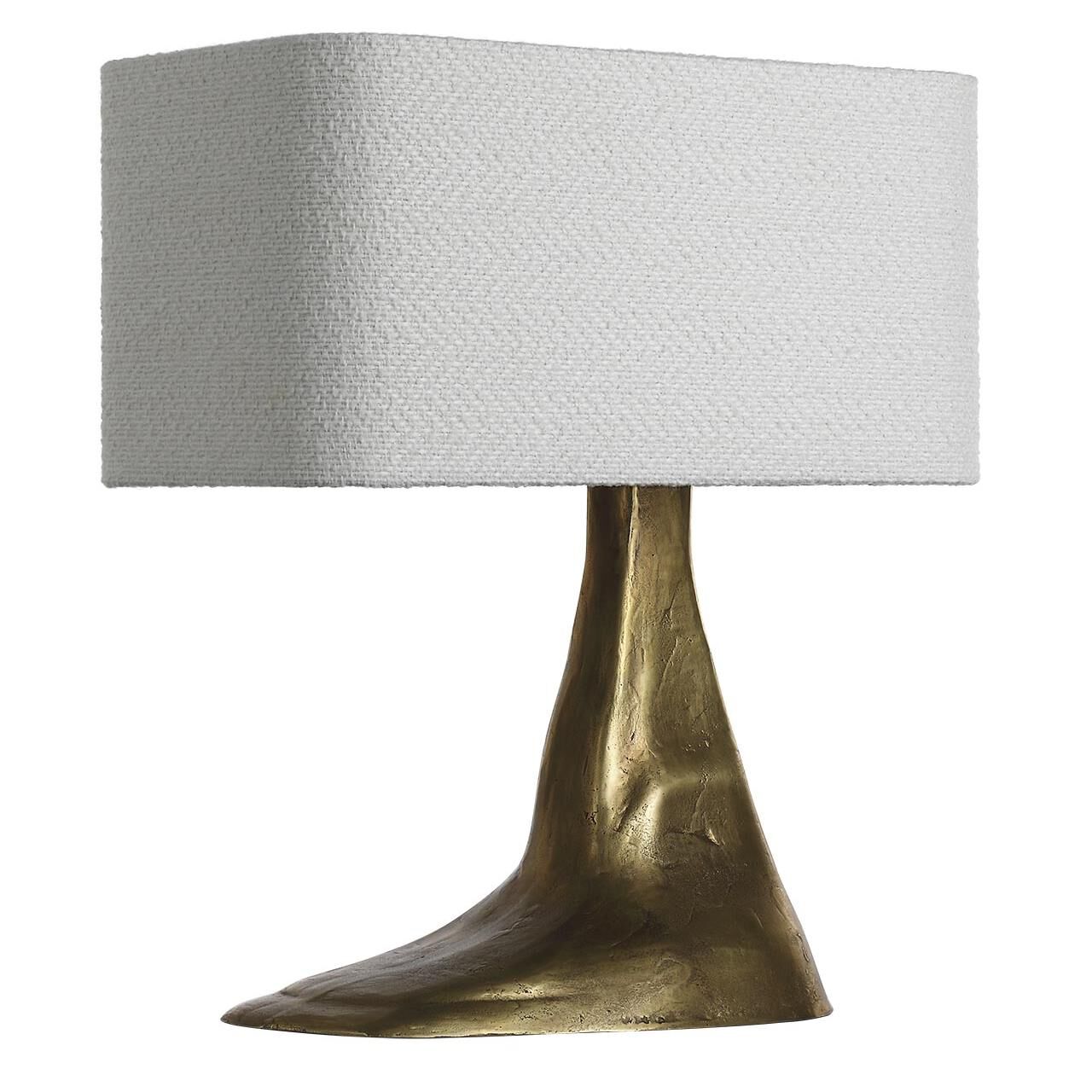 Shown in Museum Brass finish and Boucle Rectangle shade