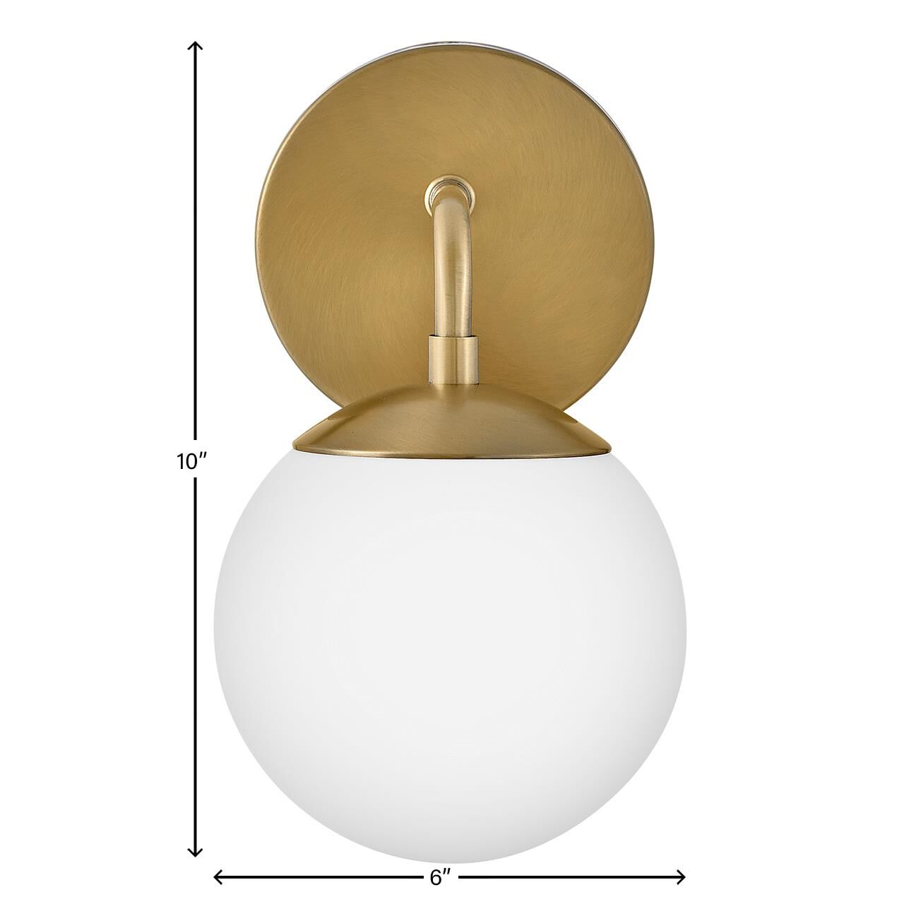 Shown in Lacquered Brass finish and White glass
