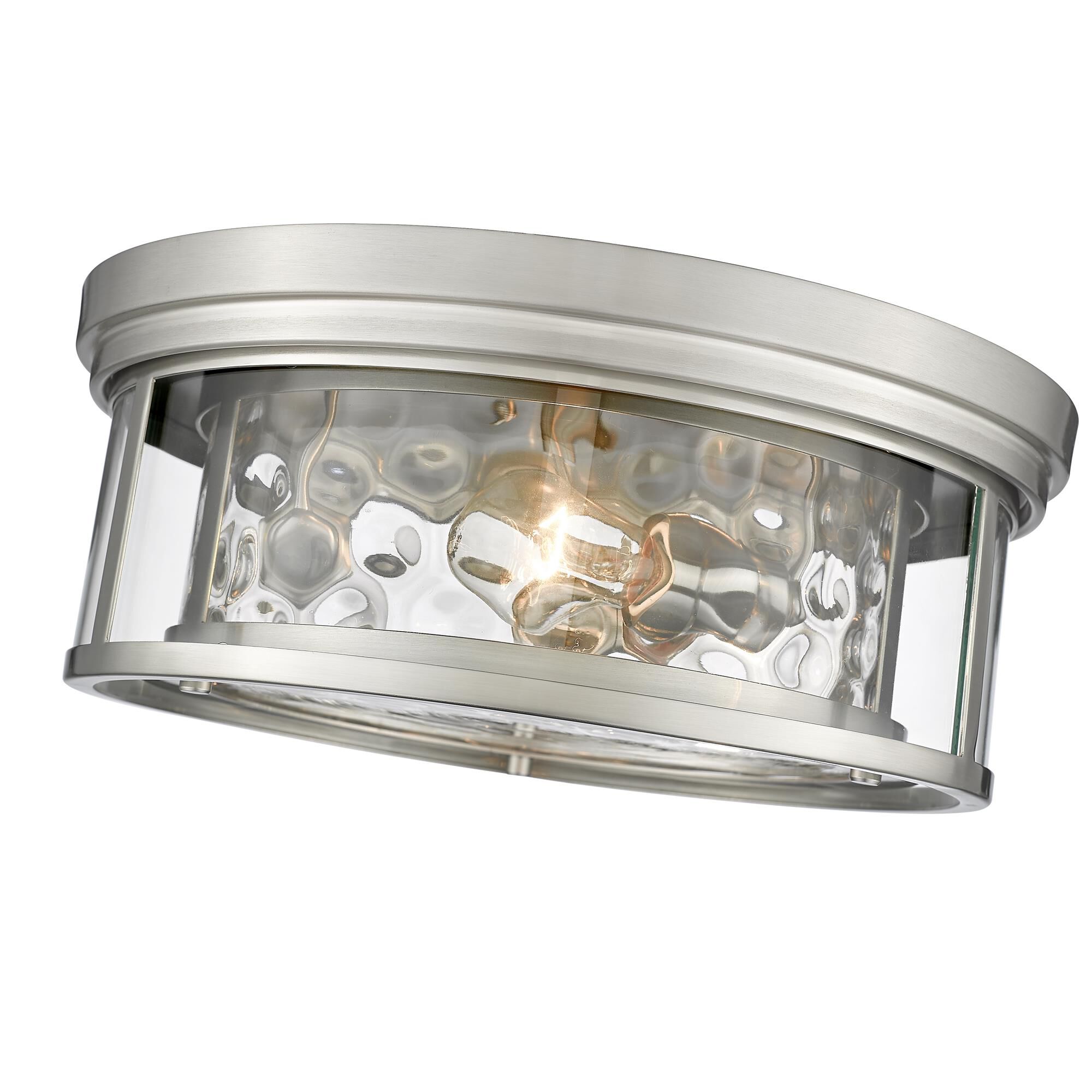 Shown in Brushed Nickel finish and Glass shade