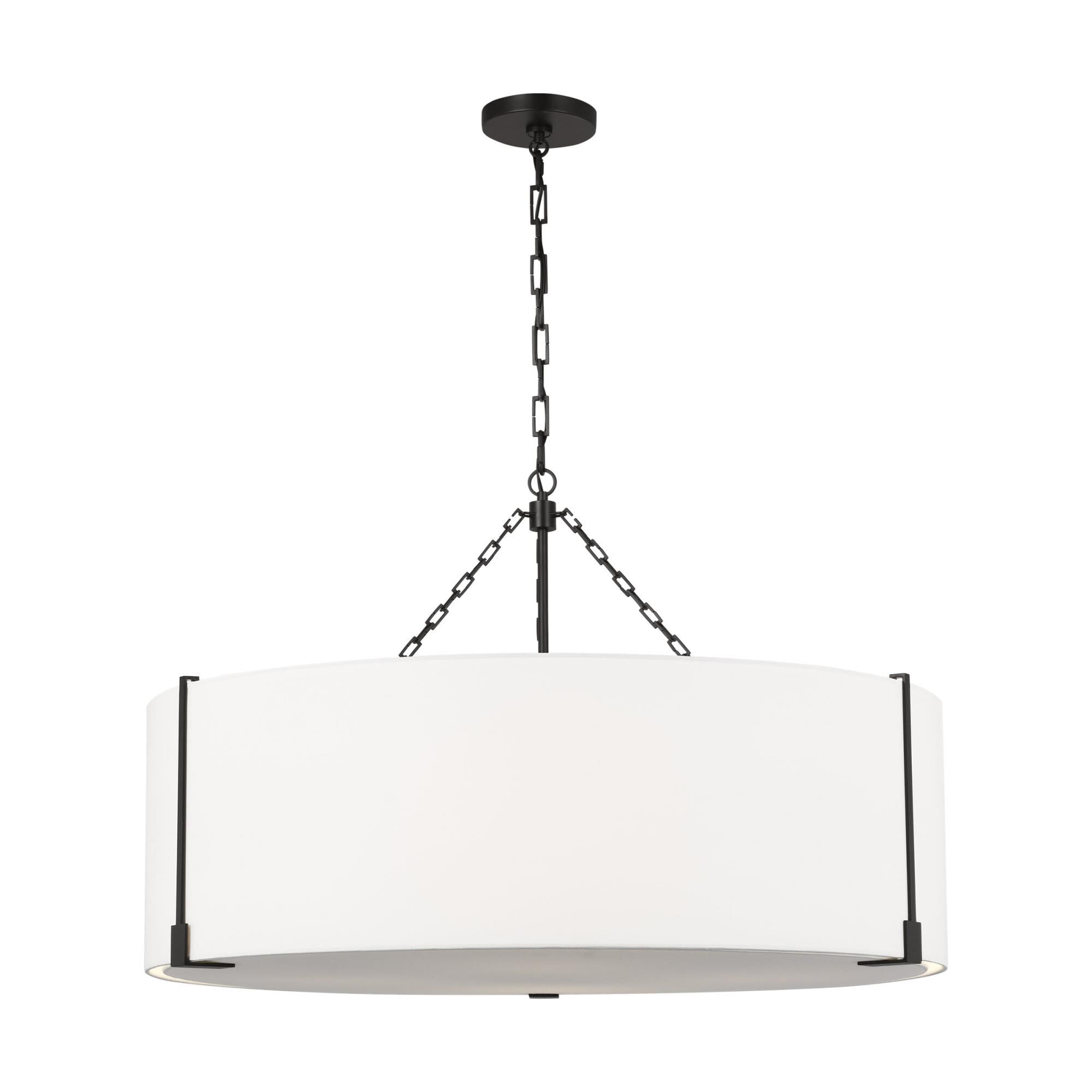 Shown in Aged Iron finish and White Linen shade