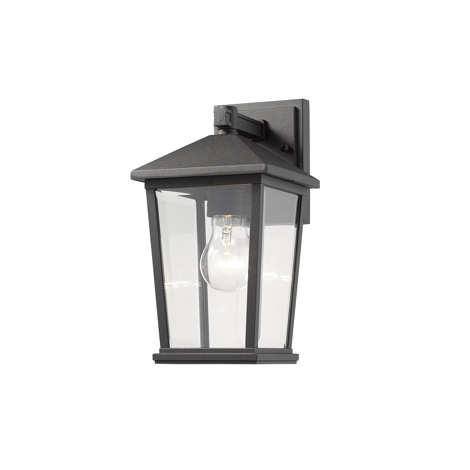 Shown in Black finish and Glass shade