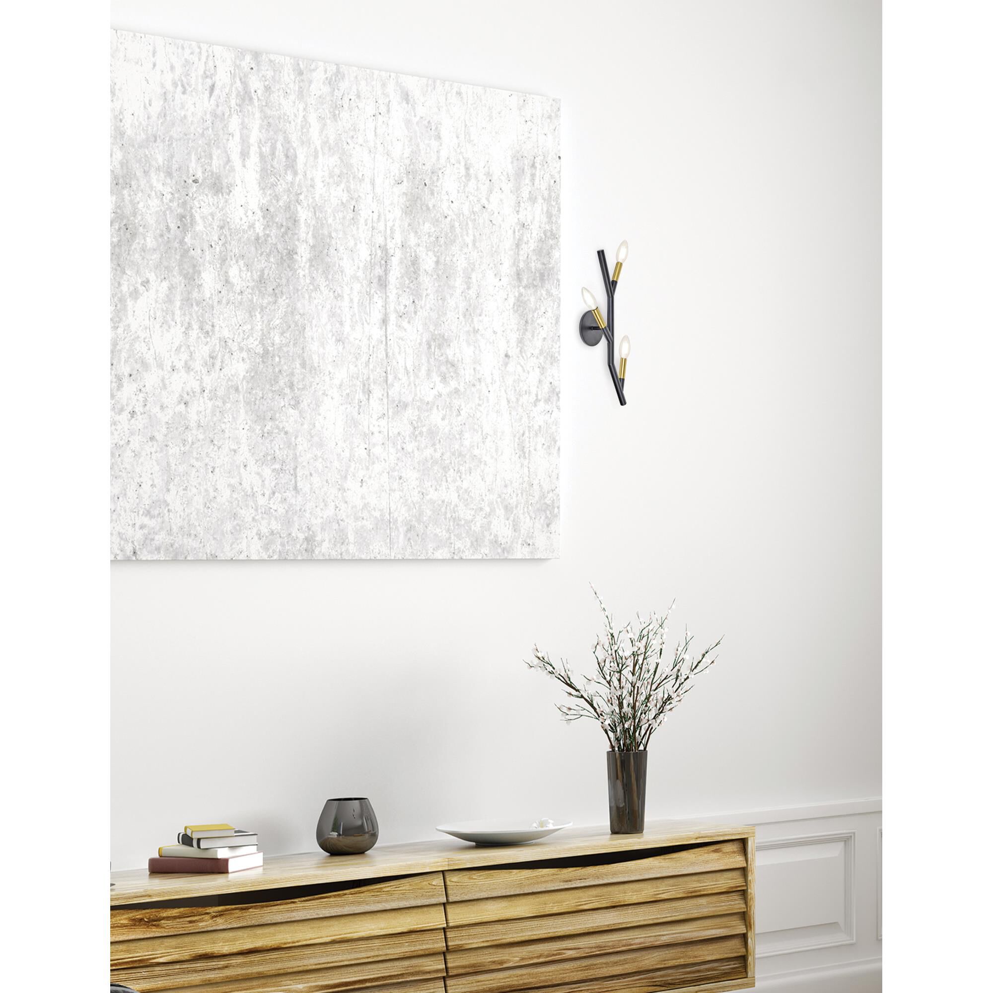 Shown in Matte Black and Aged Brass finish