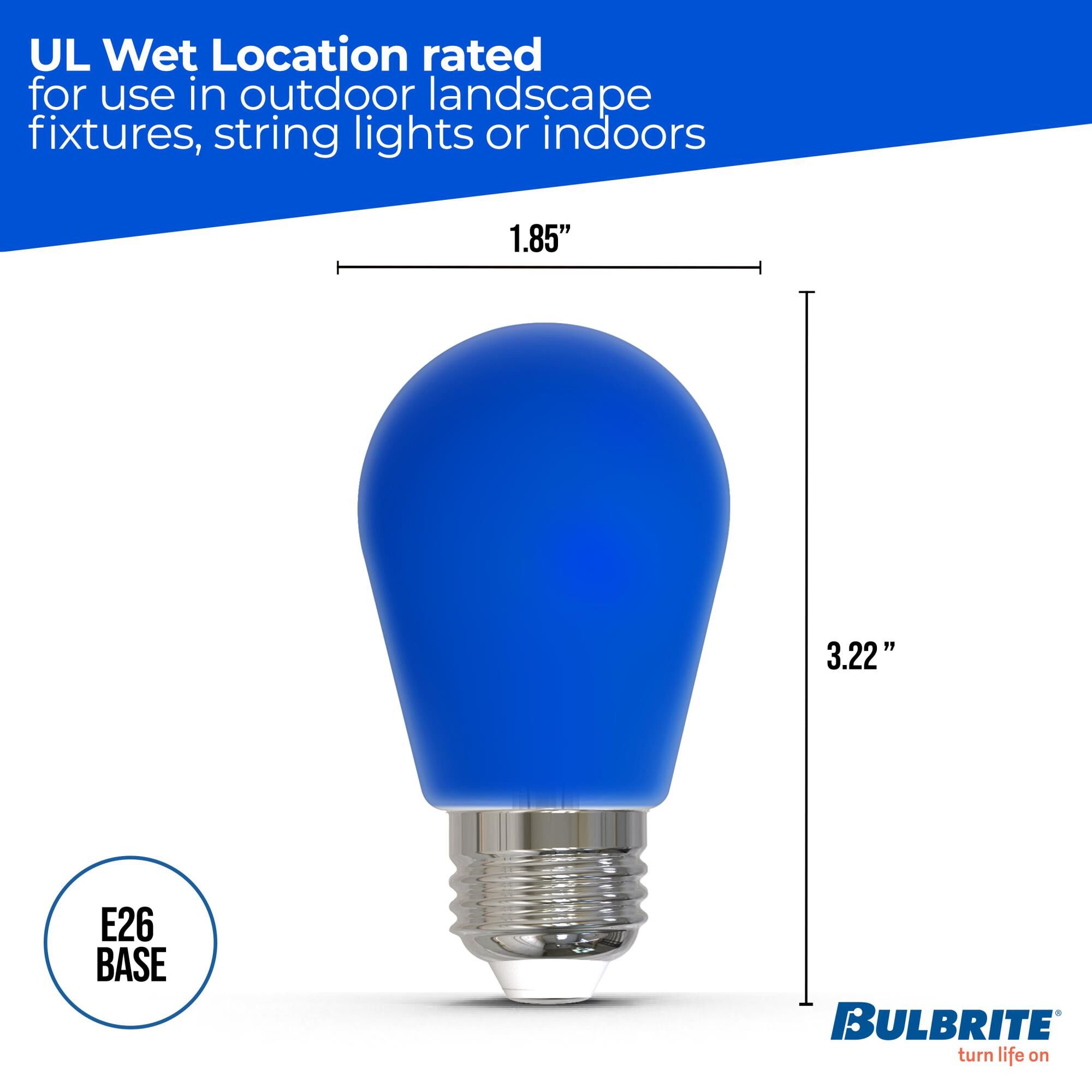 Ceramic Blue S14 Base E26 LED Light Bulb,