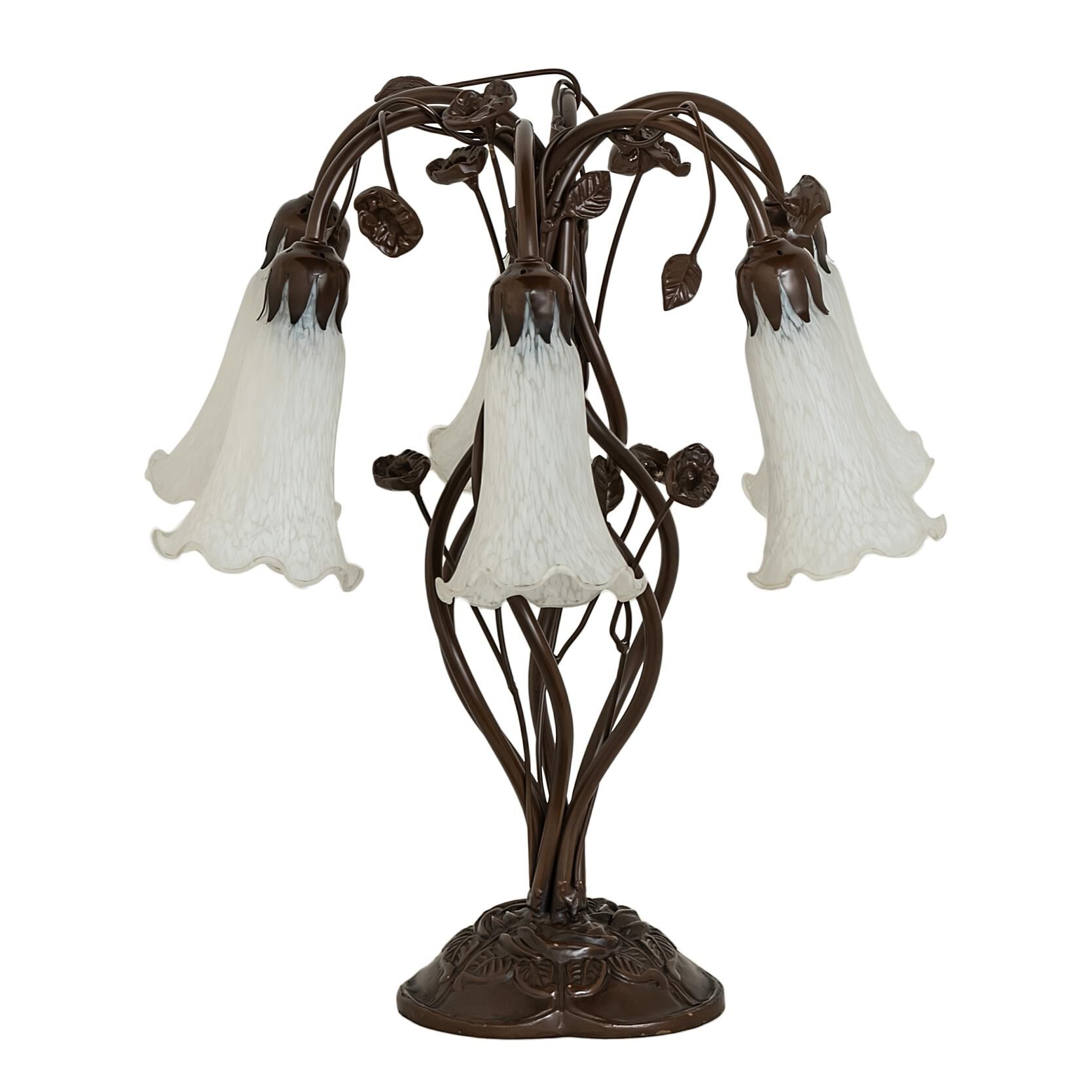 Shown in Mahogany Bronze finish and White glass