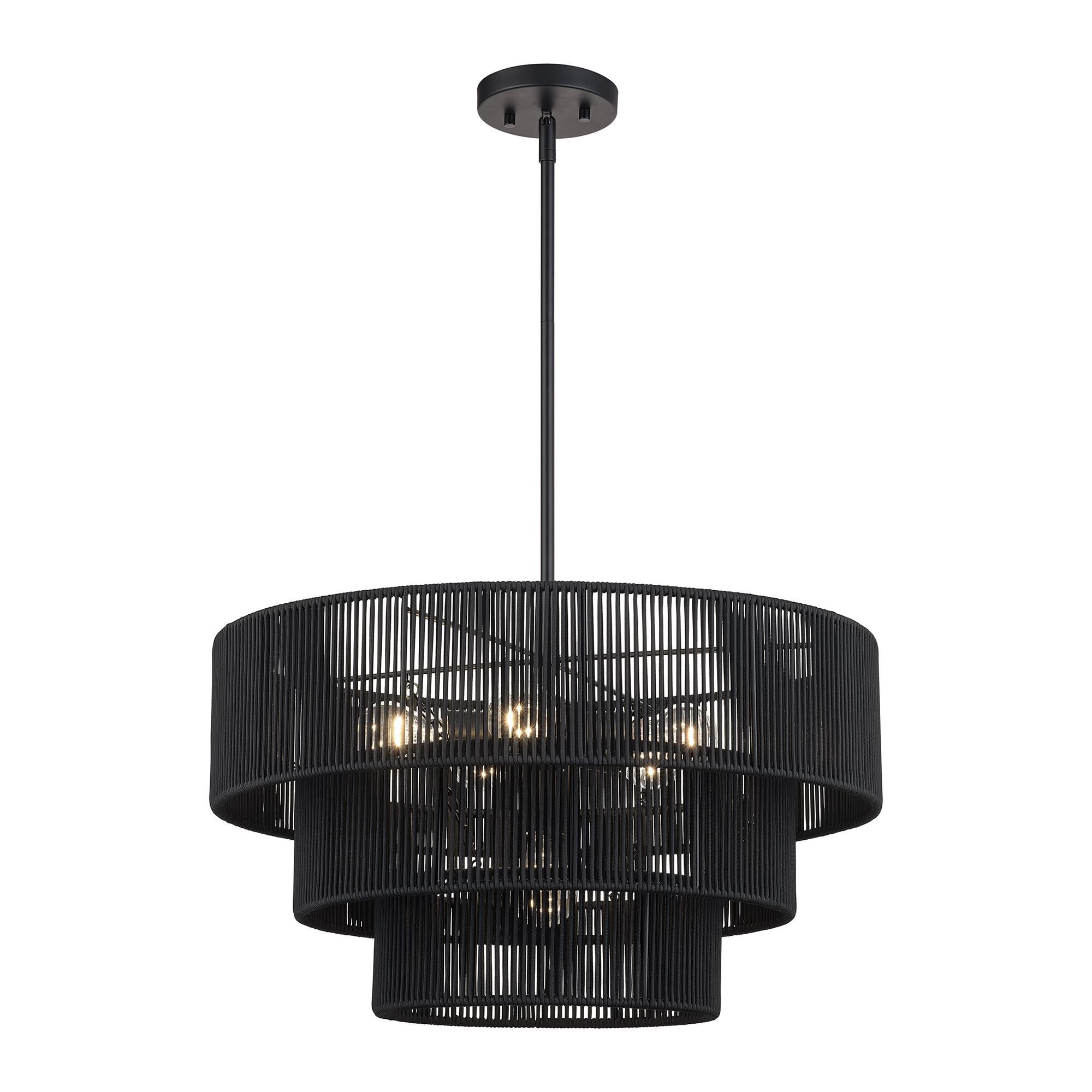 Shown in Black finish and Hand-Woven Parisian Night Color Polyester Rope shade