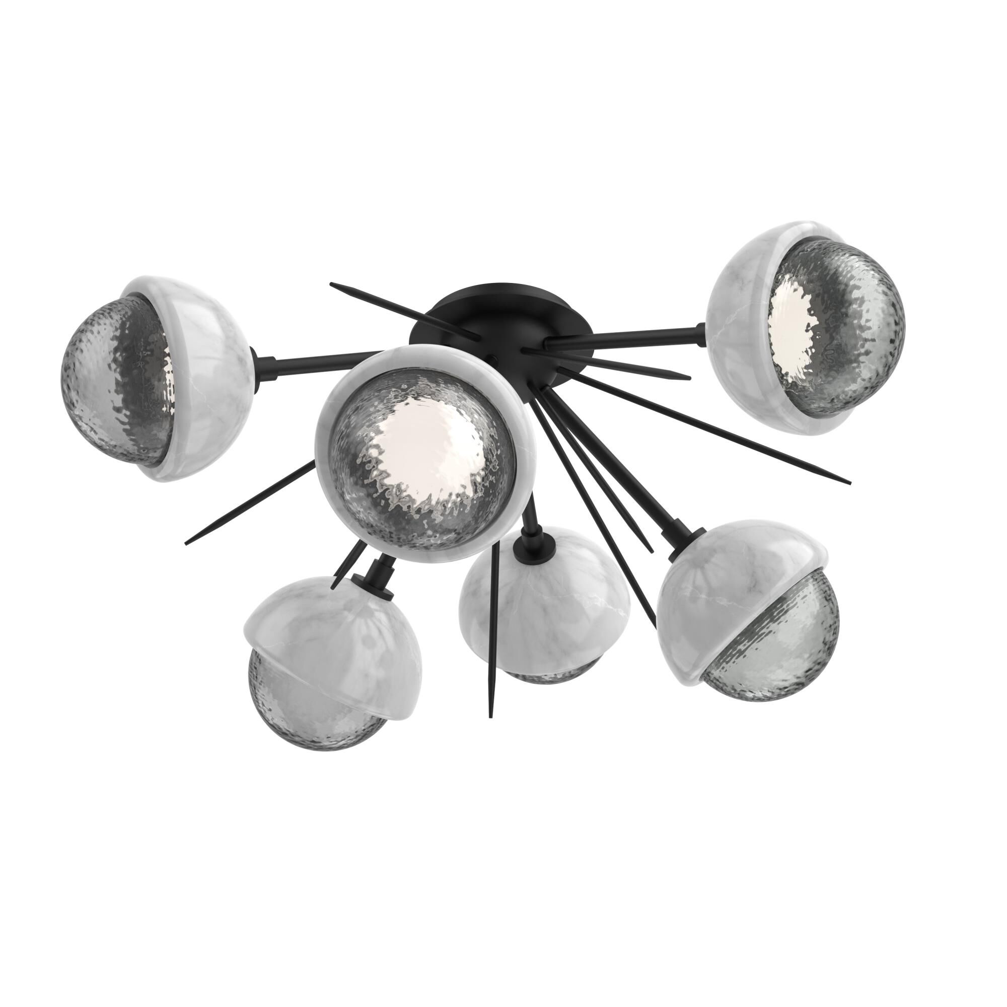 Shown in Matte Black finish and Smoke glass and White Marble accent